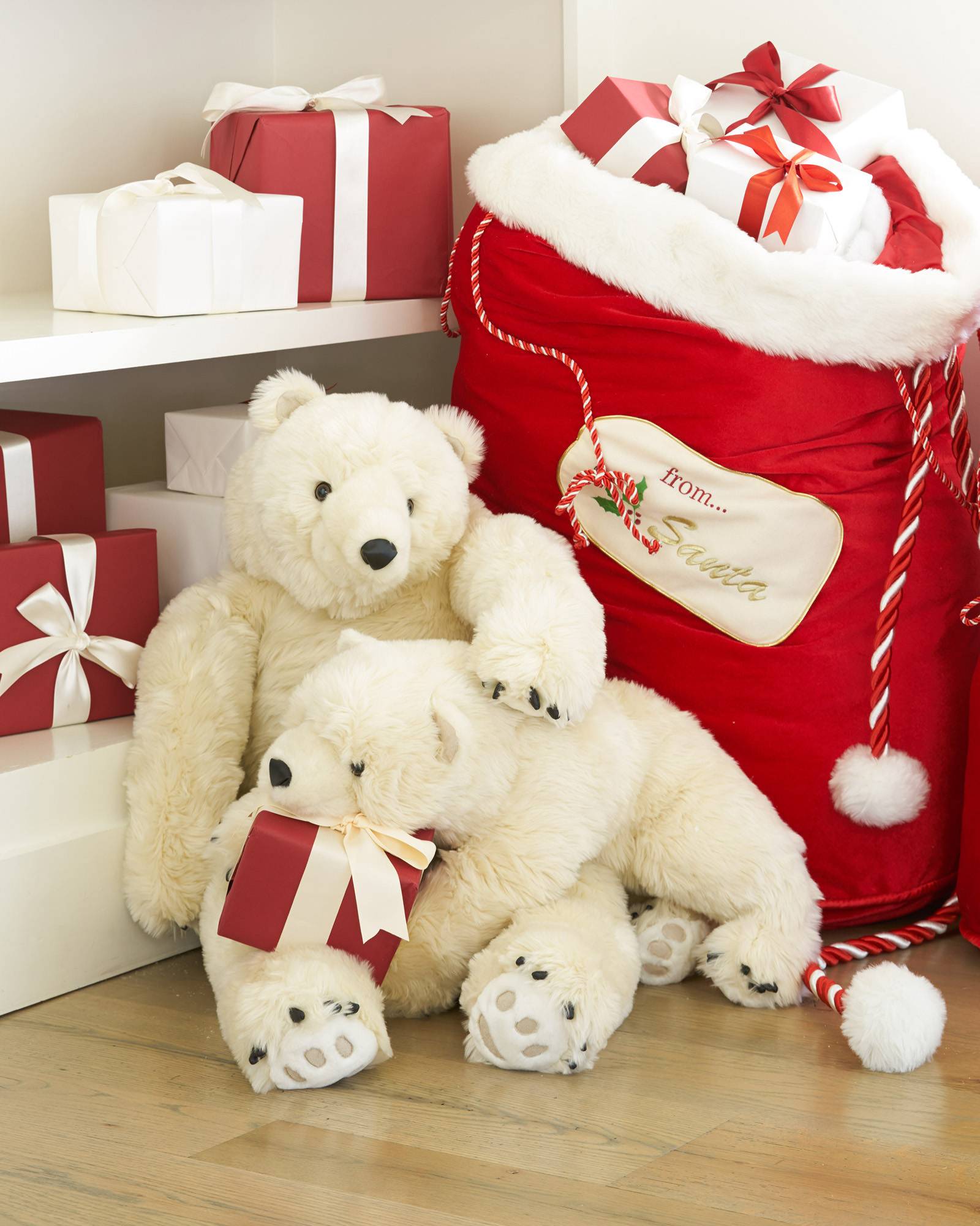 Stuffed Christmas Polar Bear | Balsam Hill