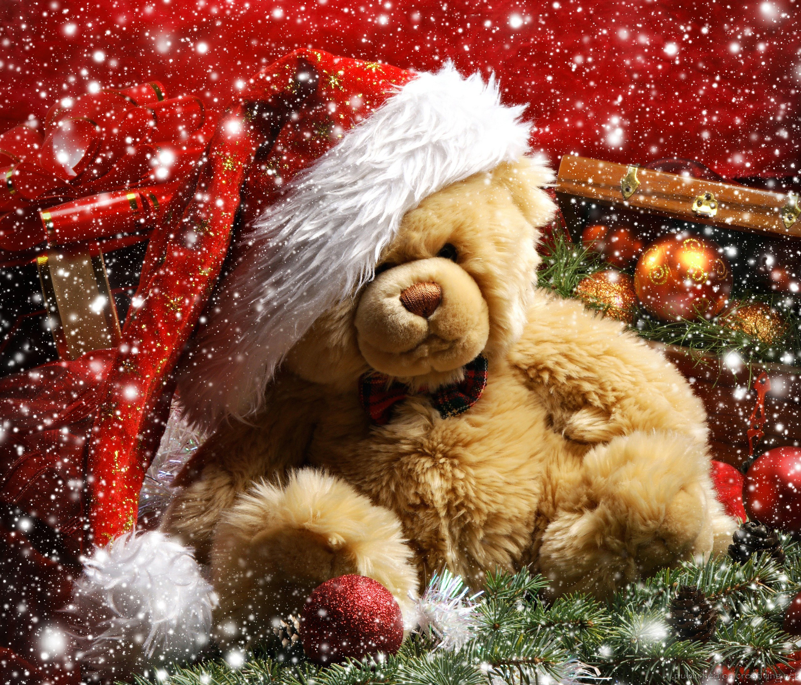 Christmas Background with Cute Teddy Bear | Gallery Yopriceville ...