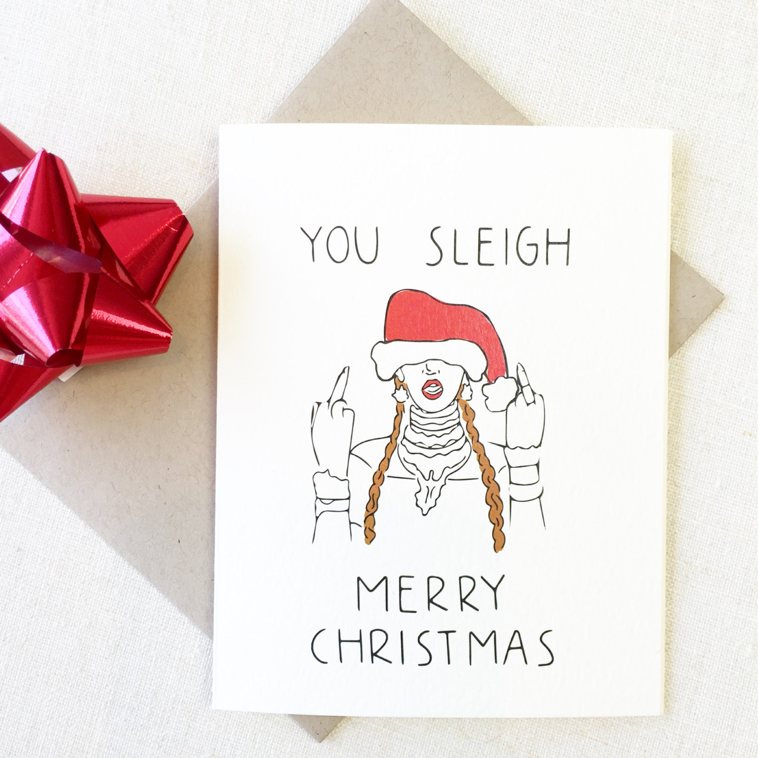 Funny Christmas Card Merry Christmas You Slay Card for Her. 