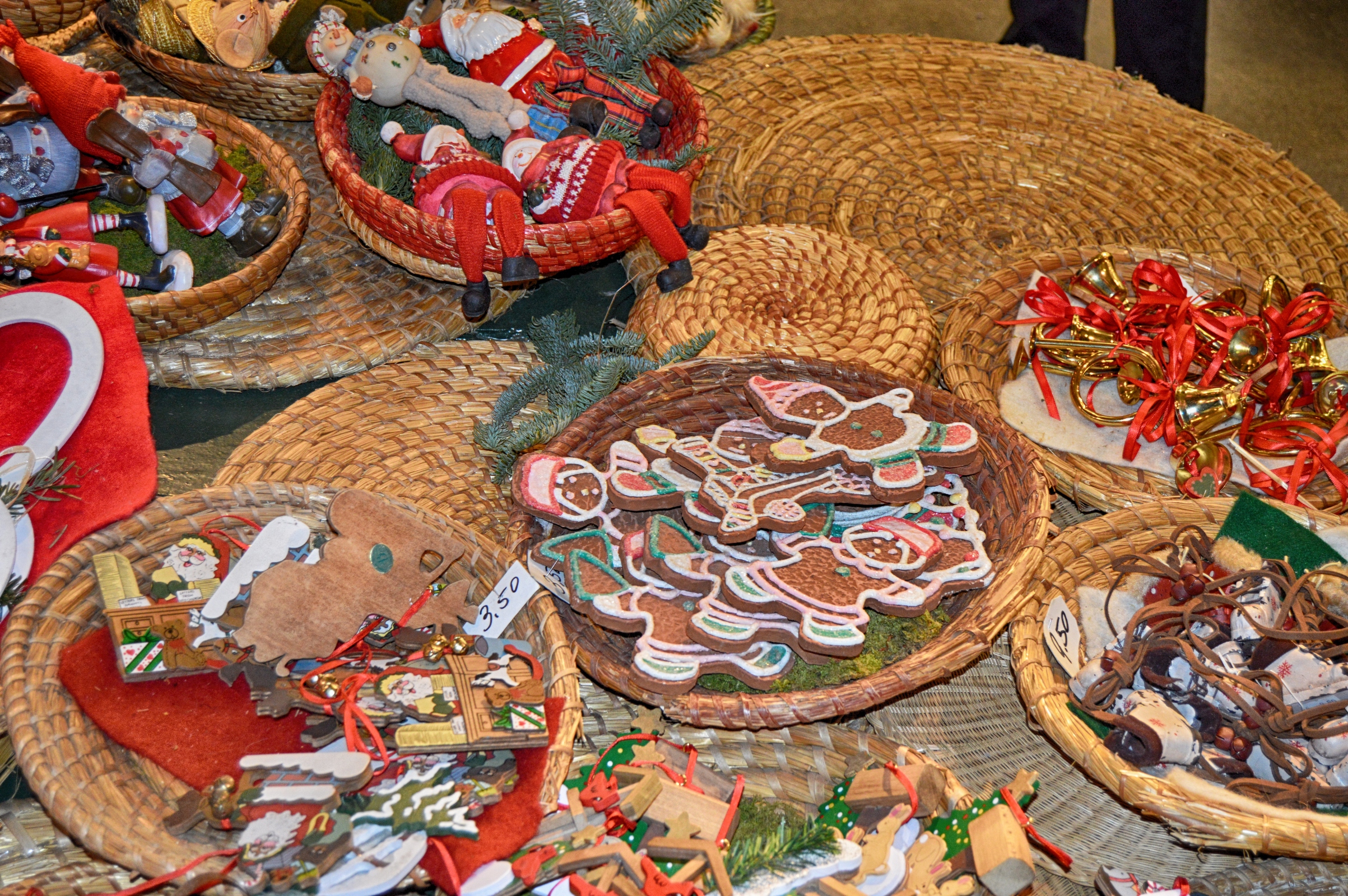Christmas cookies and toys at christmas market in germany photo