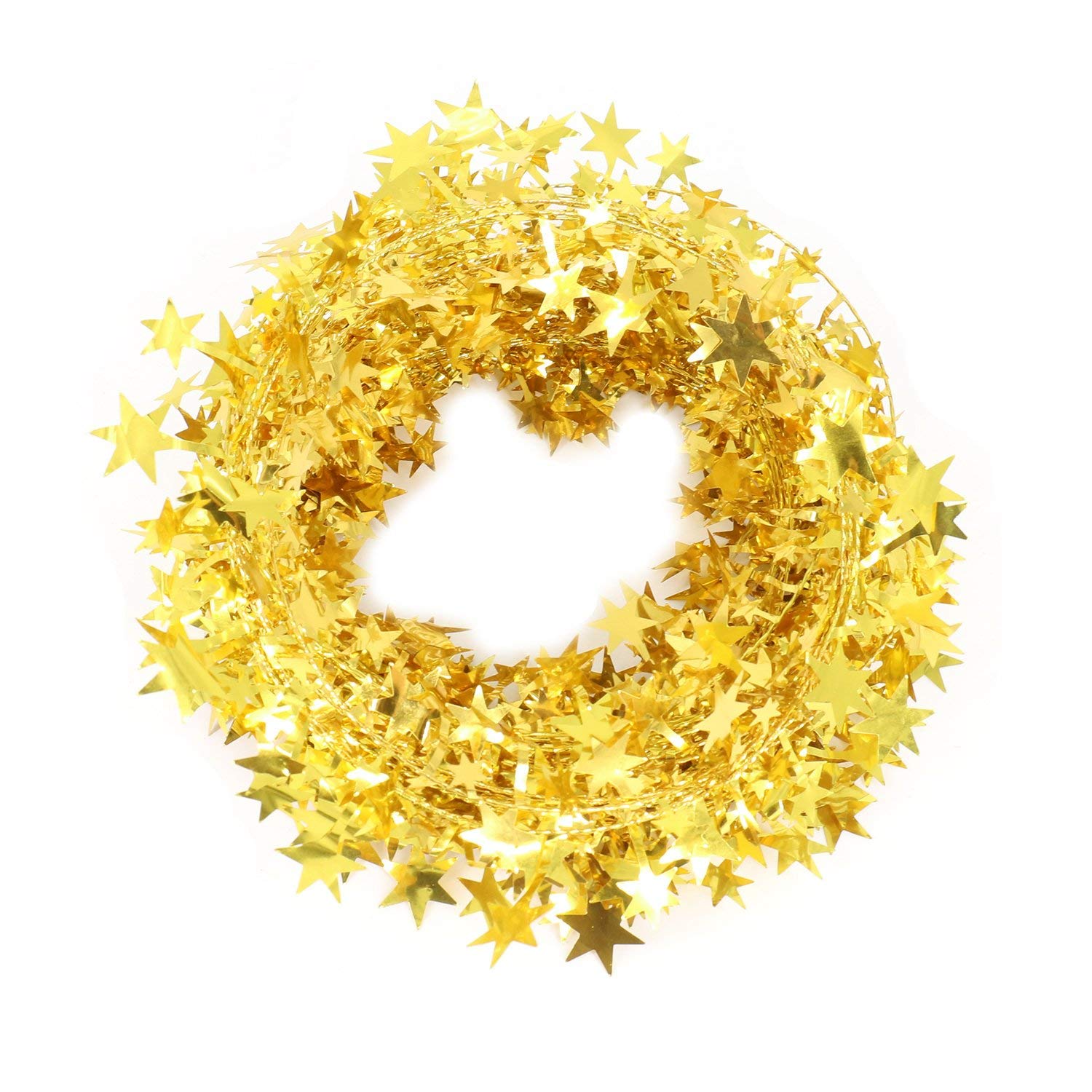 Amazon.com: Christmas Decorations Gold Star Wire Garland - 25 Ft X 2 ...