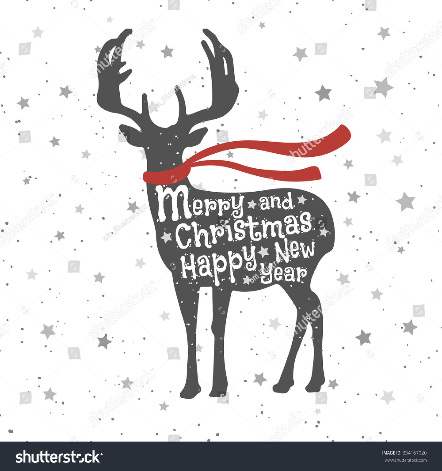 Christmas Deer Merry Christmas Happy New Stock Vector (2018 ...