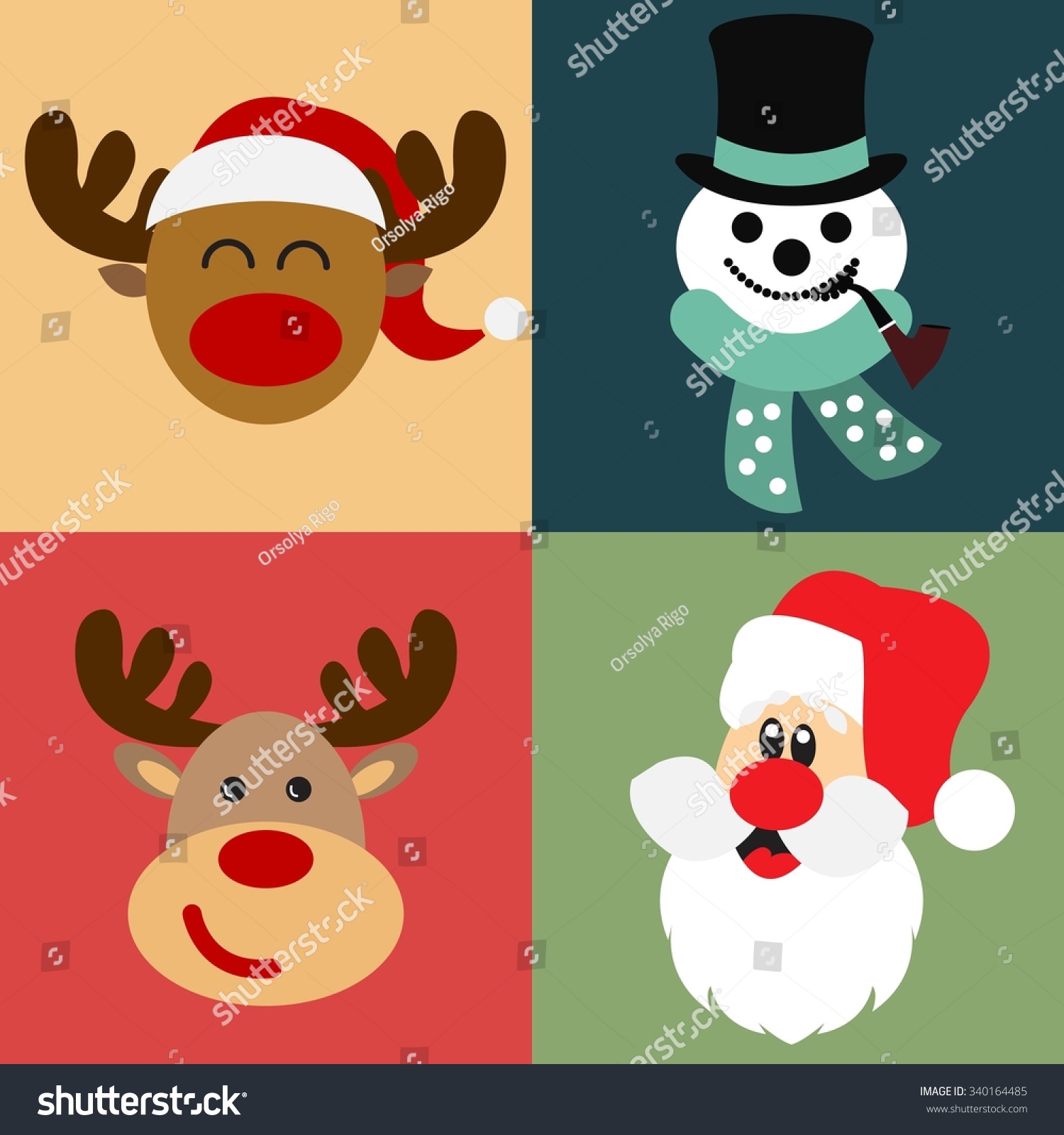 Vector Collection Different Christmas Figures Santa Stock Photo ...
