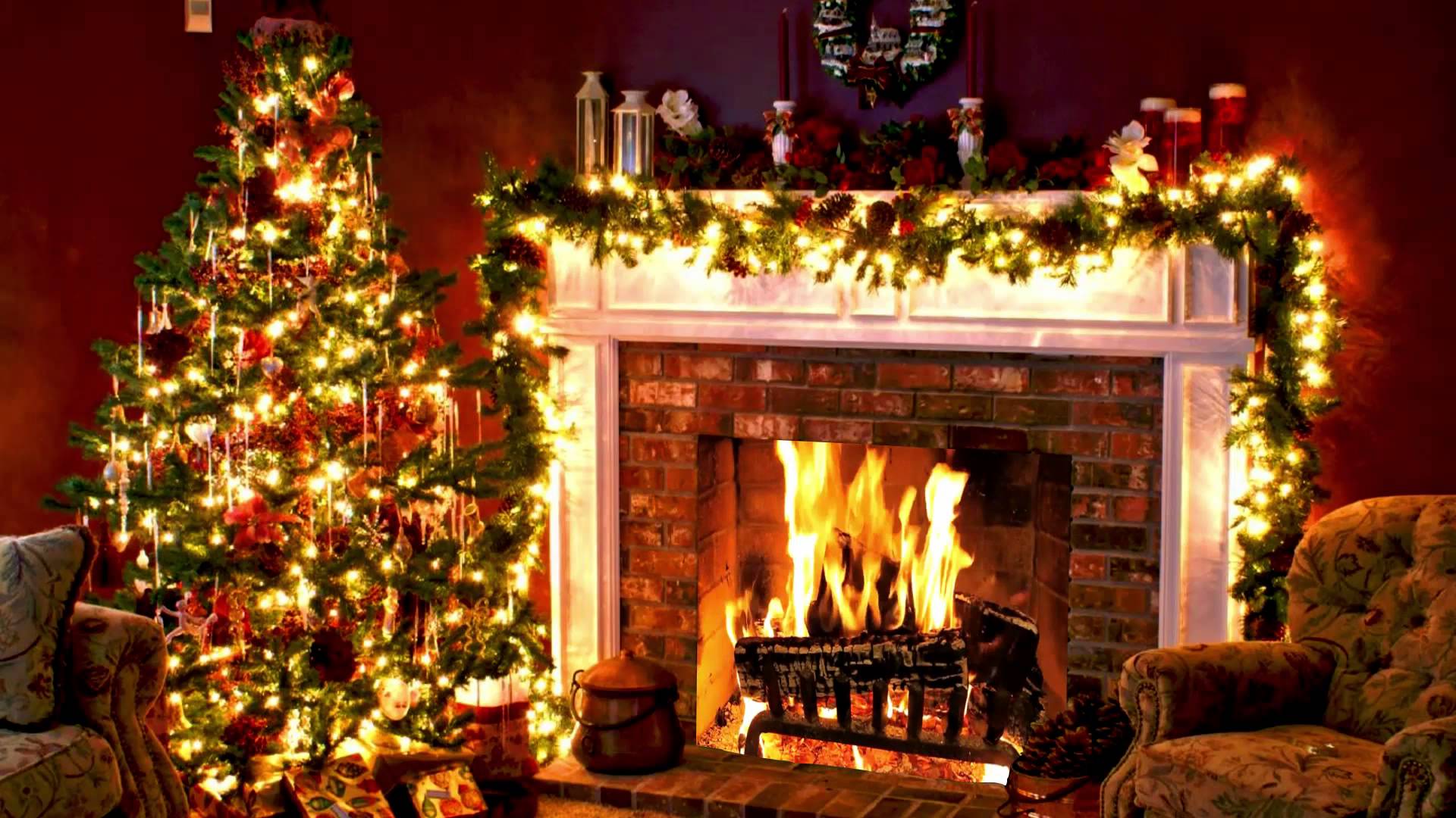 Fireplace Christmas tree full hd - YouTube