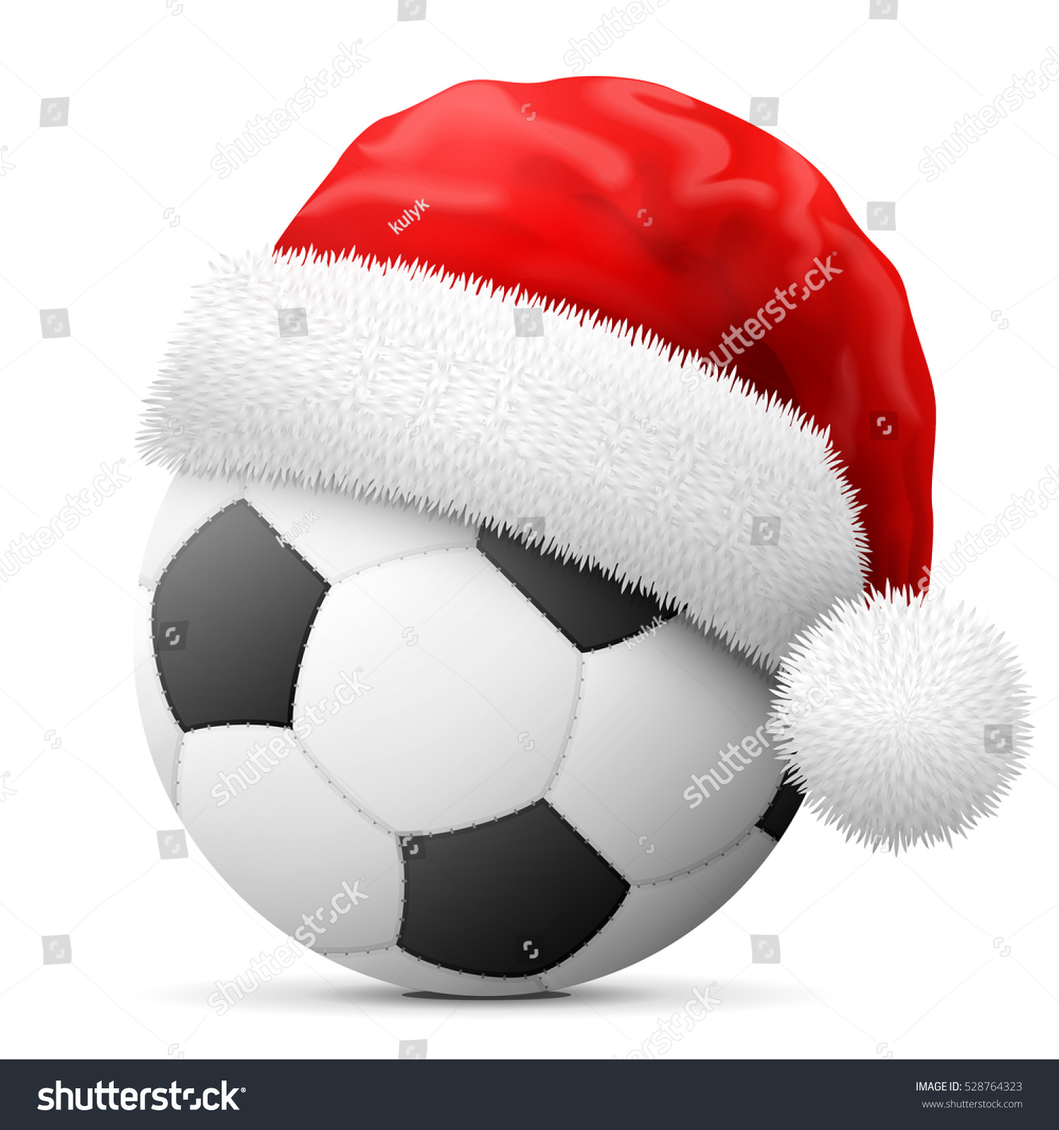 Soccer Ball Red Santa Claus Hat Stock Vector 528764323 - Shutterstock