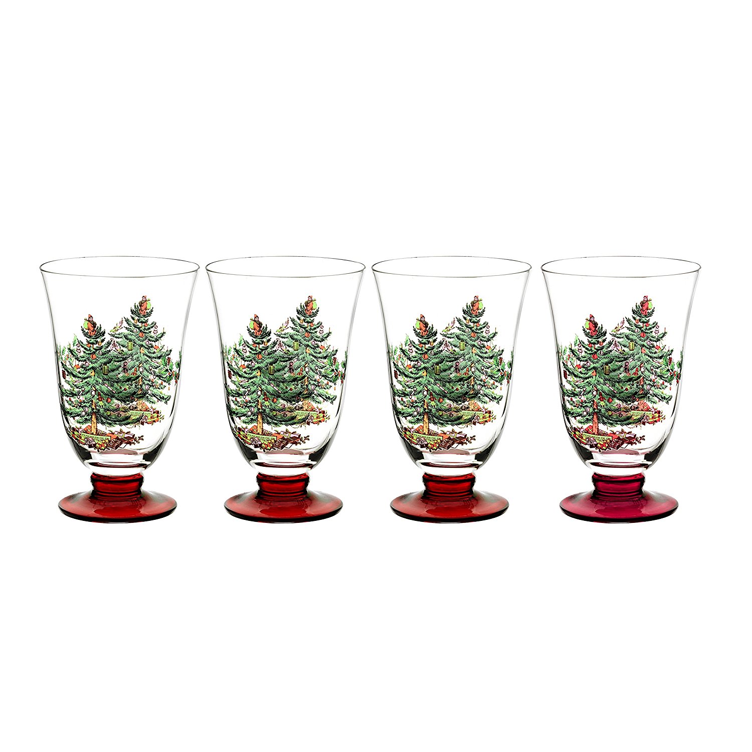 Amazon.com | Spode Christmas Tree Glass Footed All Purpose Glasses ...
