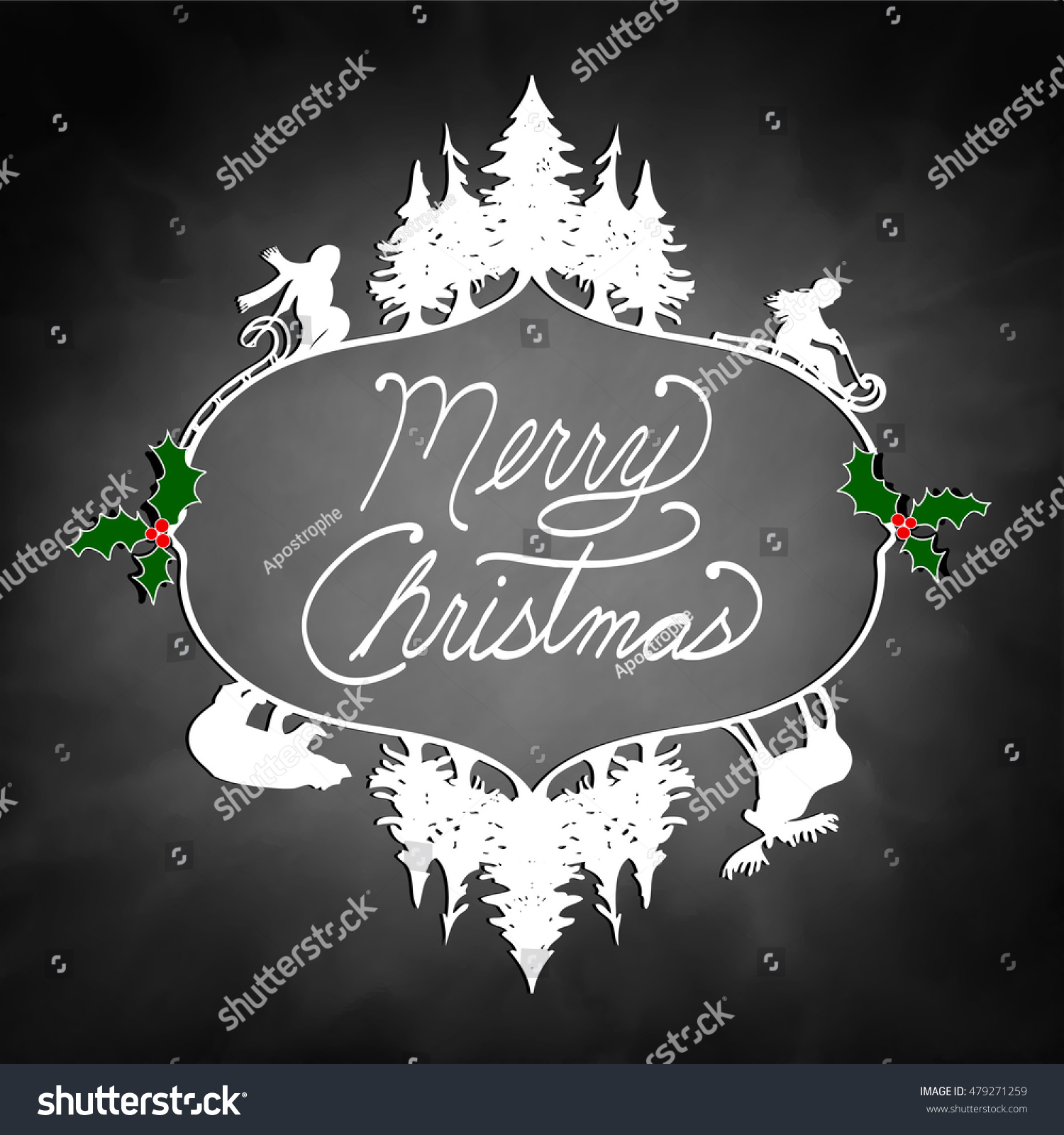 Beautiful Christmas Vector Design Cutout Silhouette Stock Vector ...