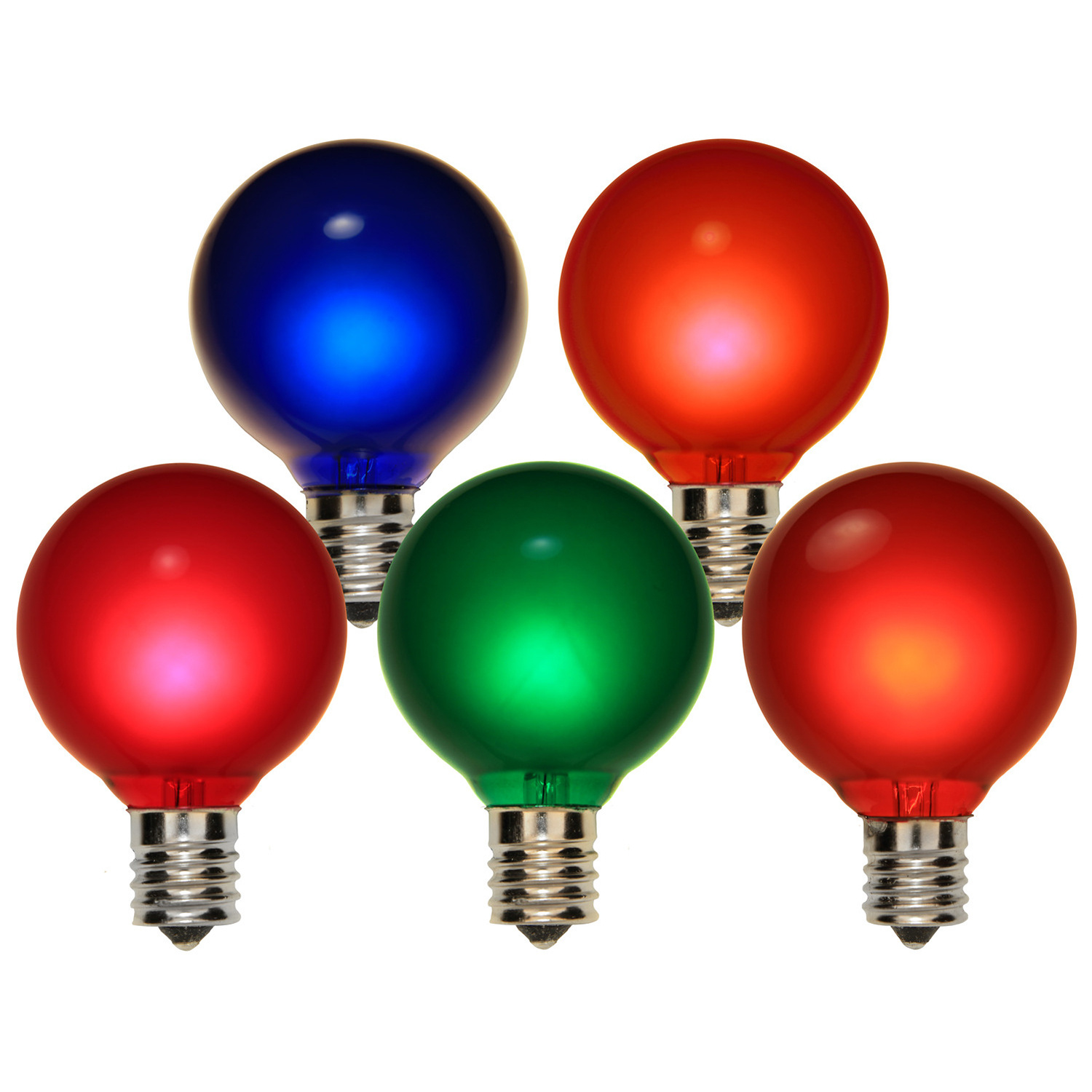 Christmas Lights - G50 Satin Multicolor, 7 Watt Replacement Bulbs