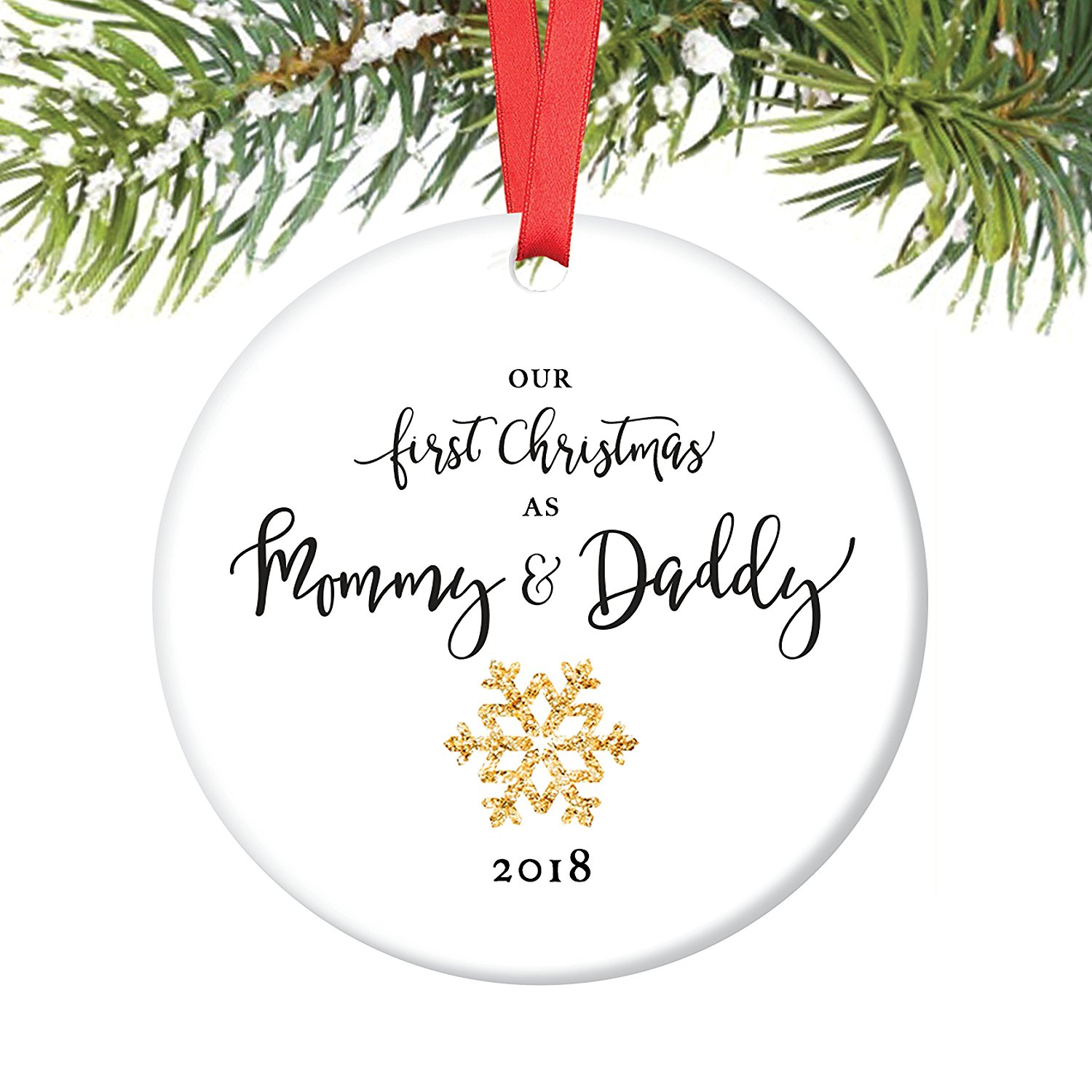 Amazon.com: Mommy & Daddy Ornament 2018, New Mother & Father ...