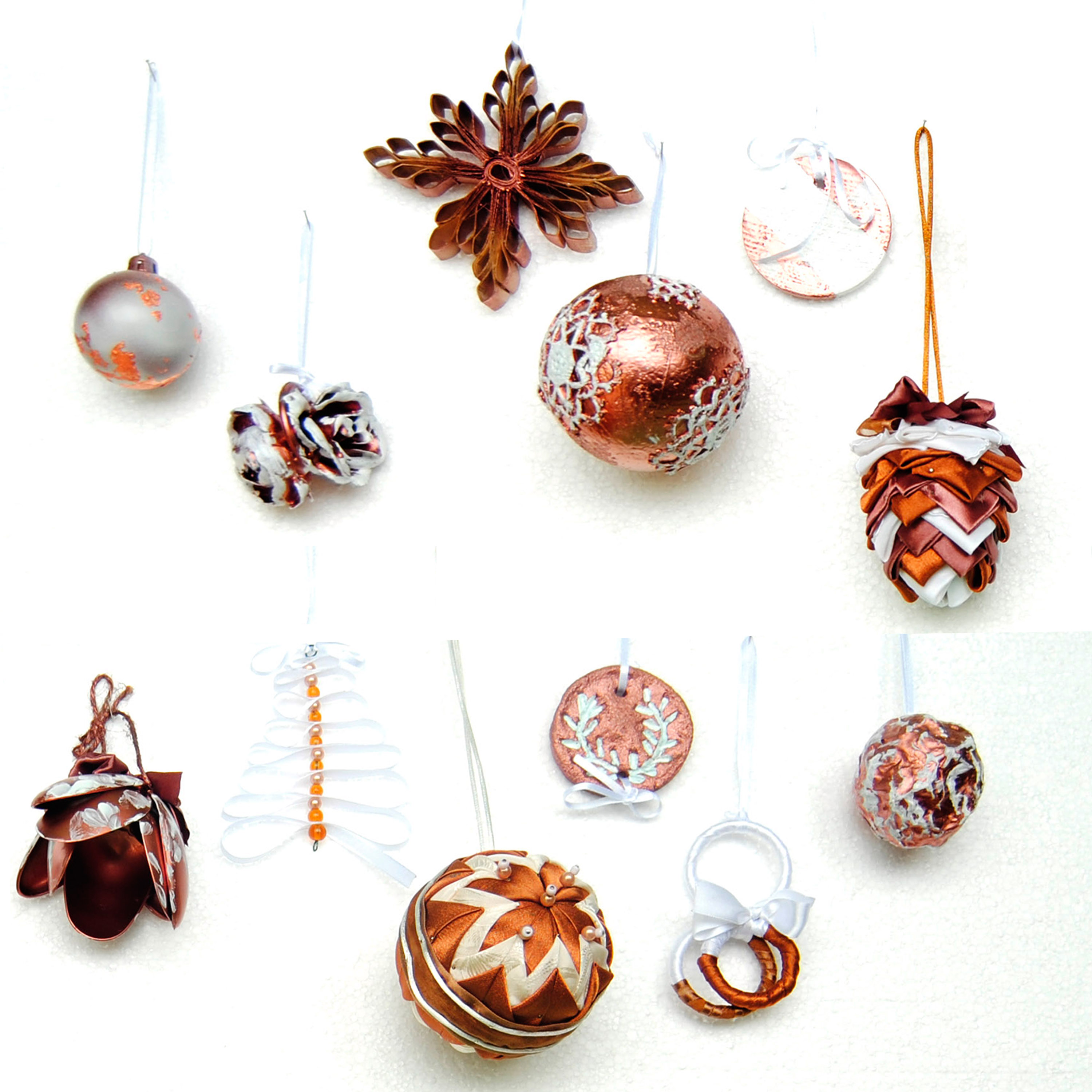 Set of 12 different MODERN COPPER Christmas tree ornaments – Serro store