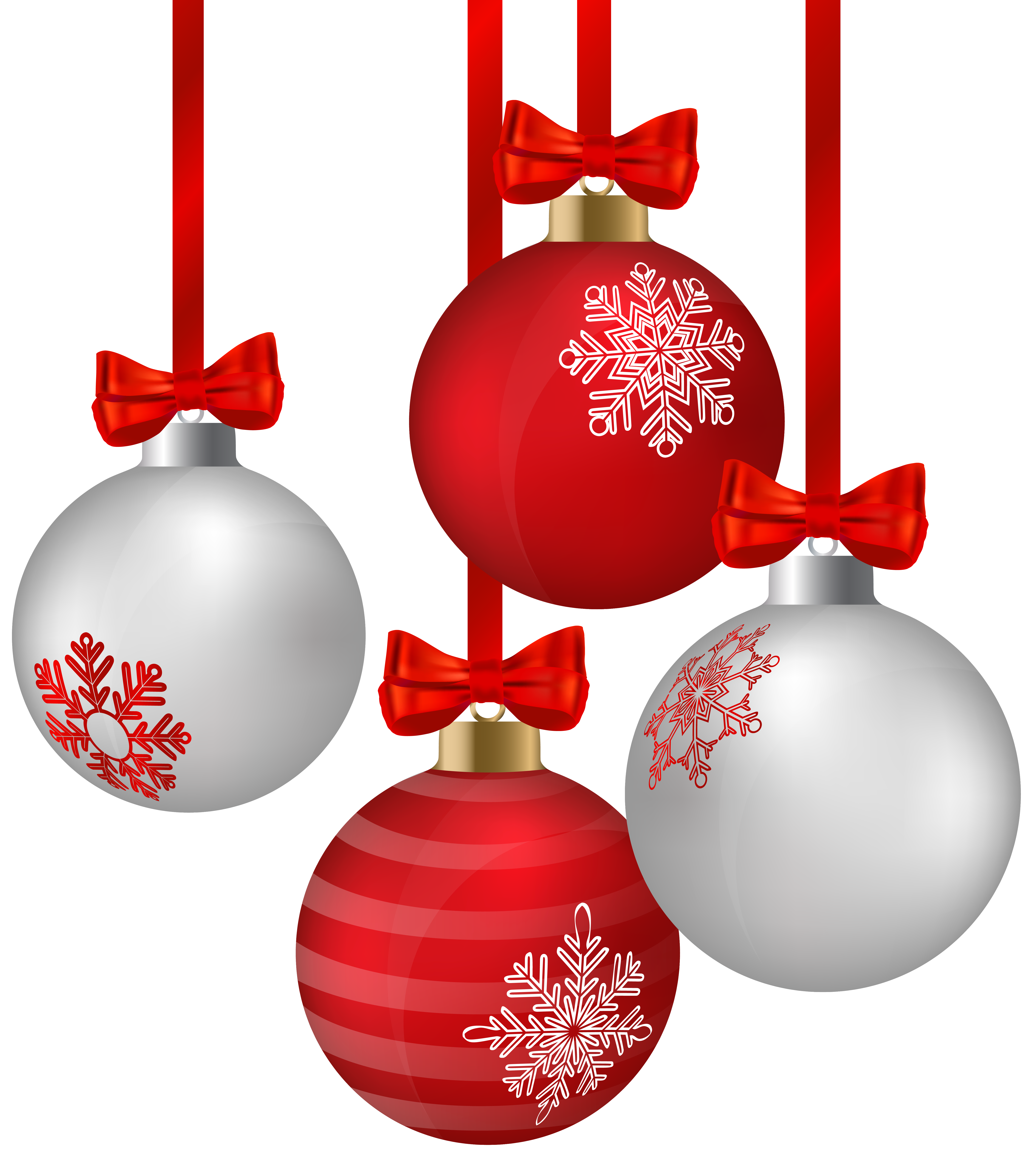 White and Red Hanging Christmas Ornaments PNG Clipart Image ...