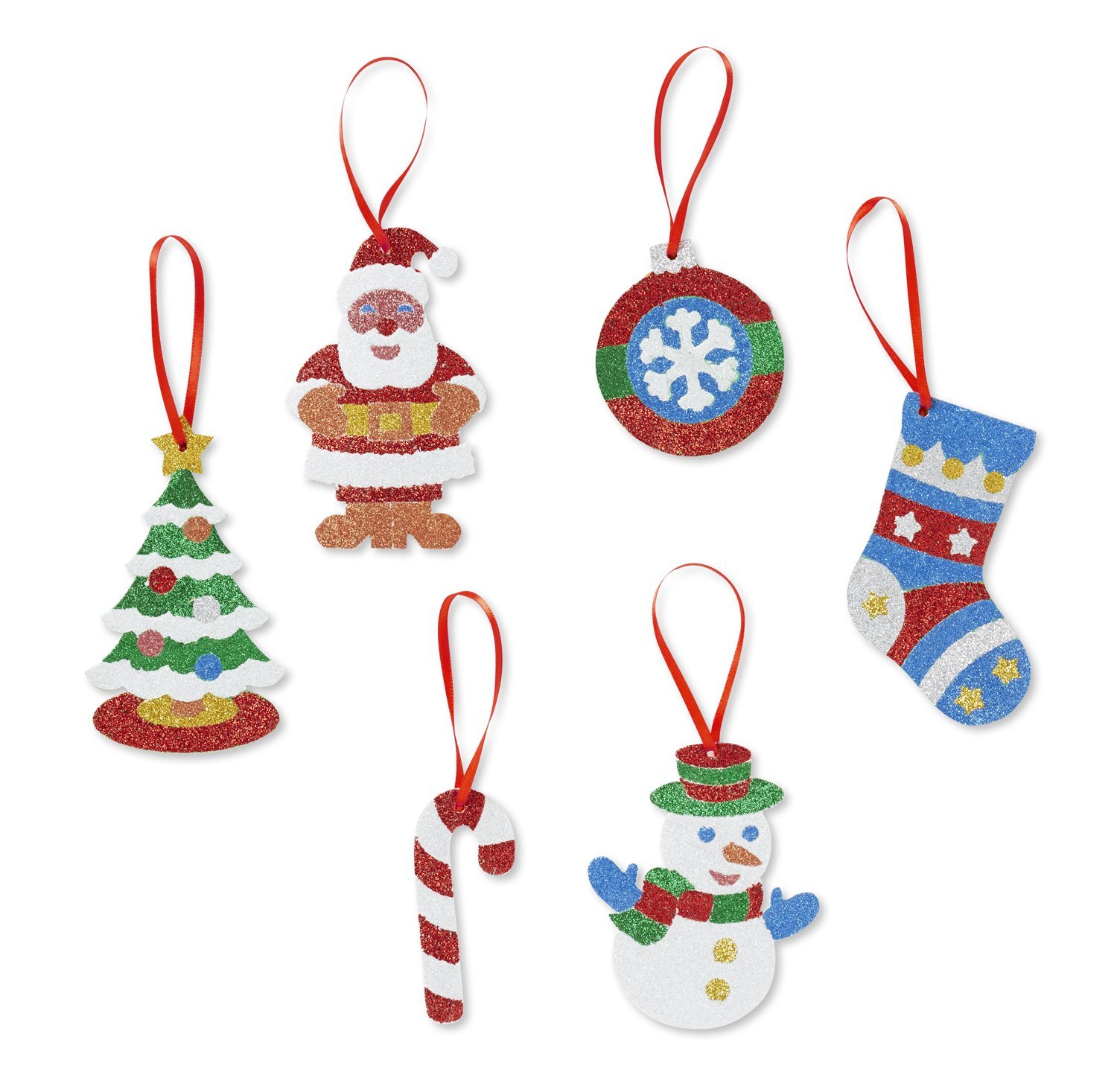 Amazon.com: Melissa & Doug Mess-Free Glitter Christmas Ornaments - 6 ...
