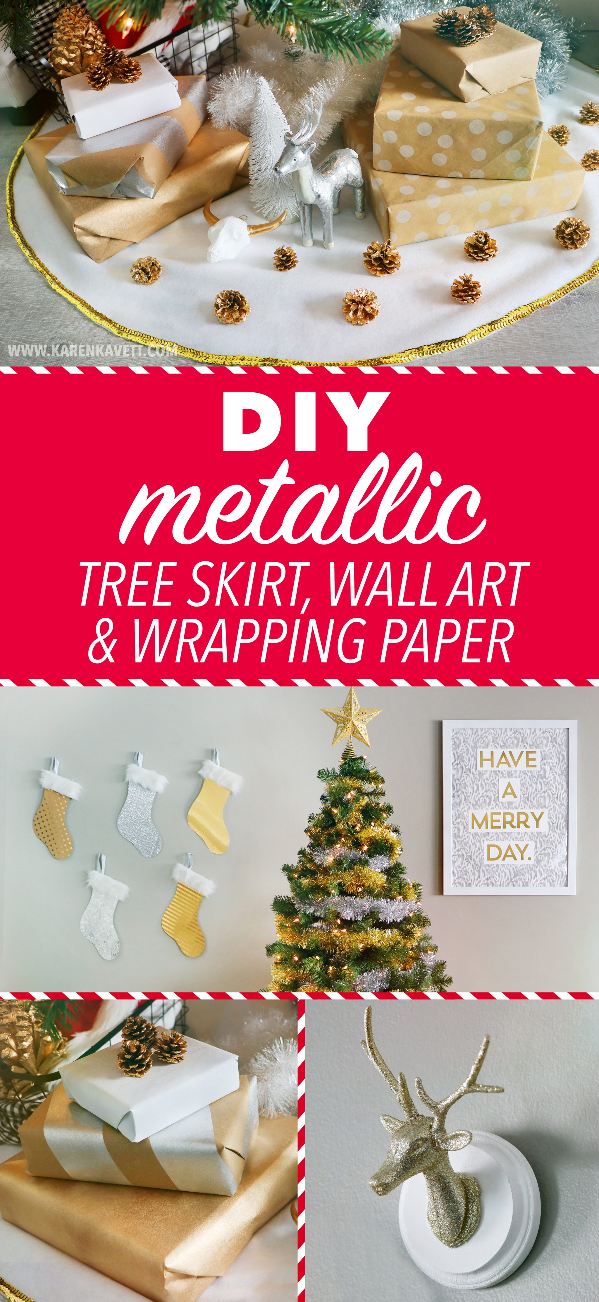 DIY Metallic Christmas Tree Skirt, Wall Art, & Wrapping Paper ...