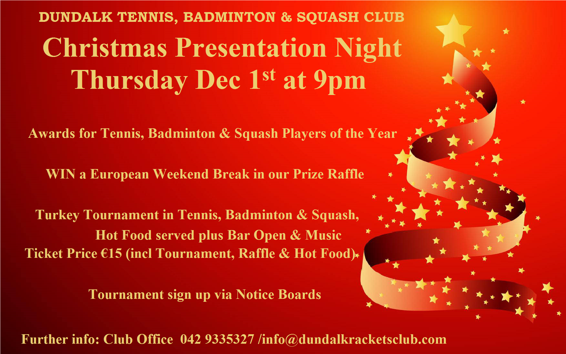 Christmas Presentation Night | Dundalk Rackets Club