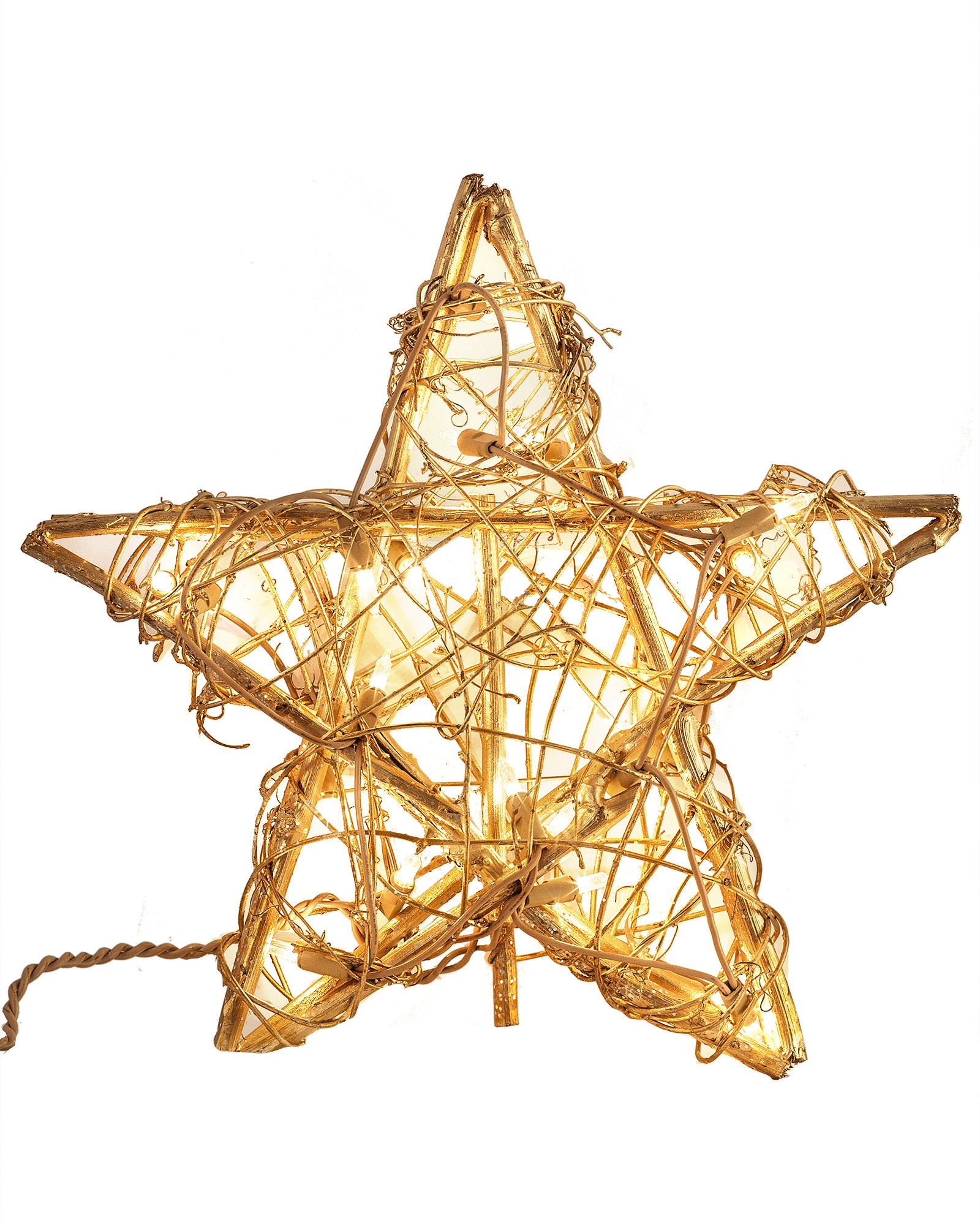 Gold Rattan Star Christmas Tree Topper | Treetopia