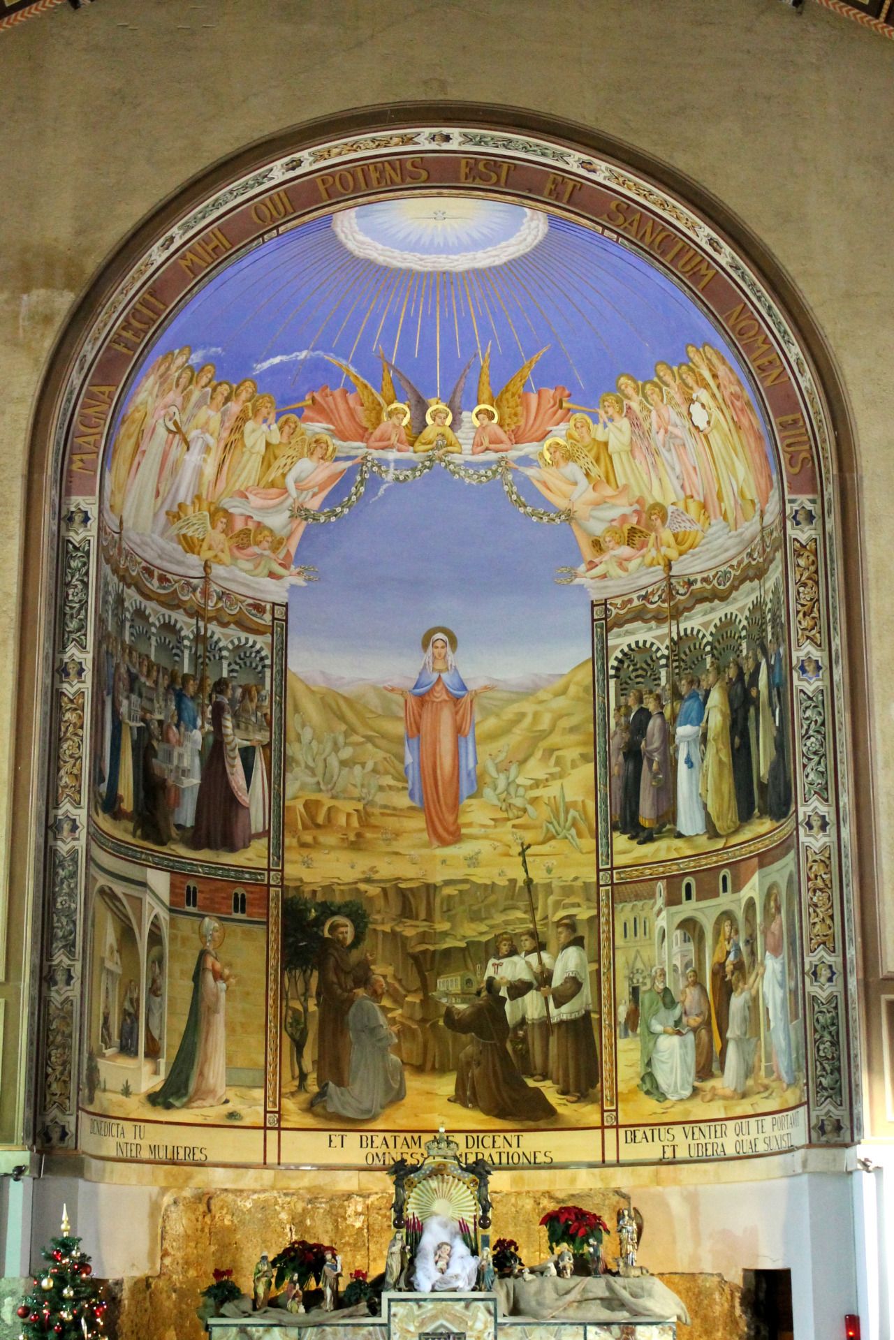 Apse fresco of the upper Church of the Visitation in Ein Karem. The ...