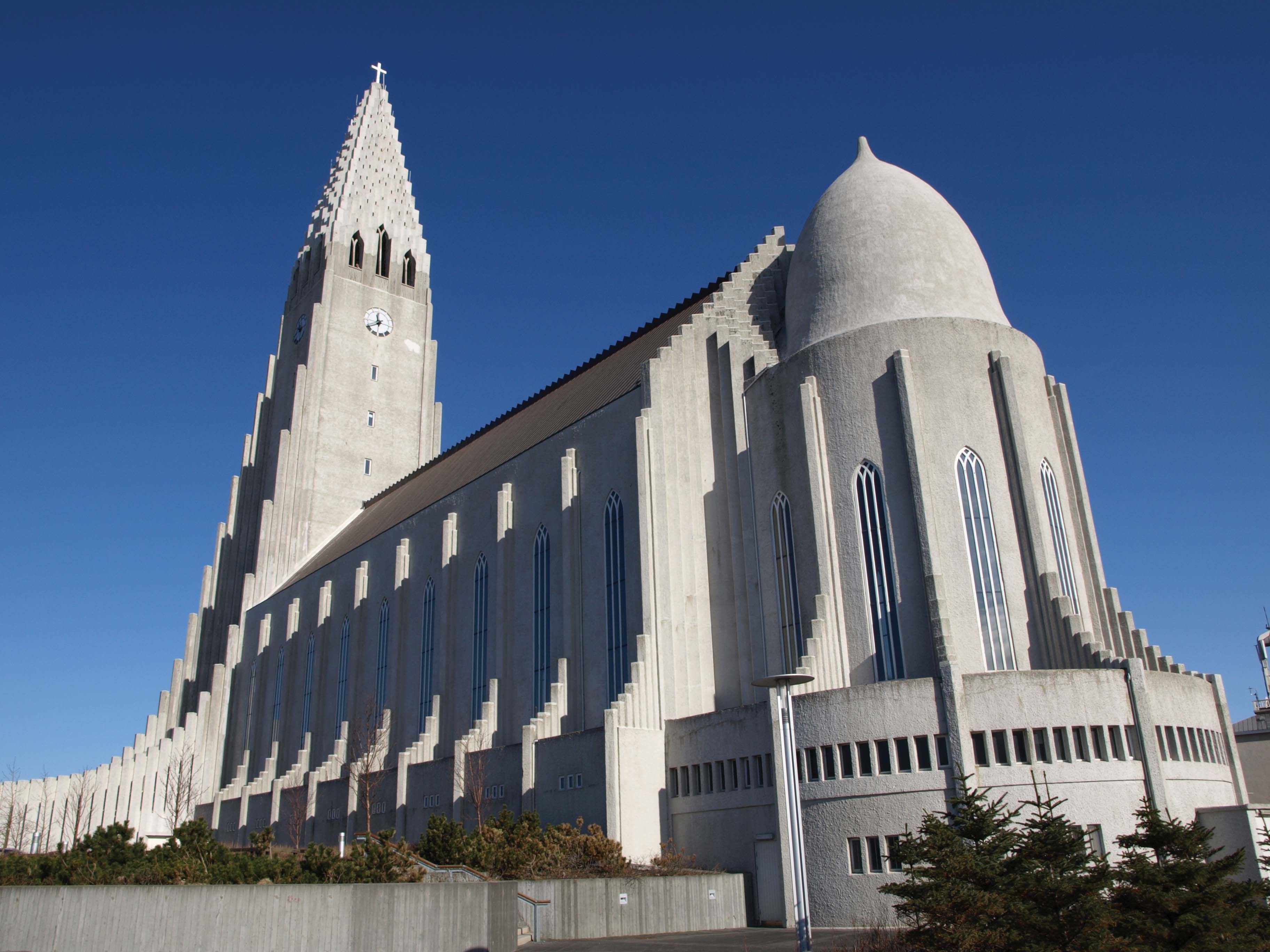 The Hallgrimskirkja in Reykjavik, Iceland, is 244 feet tall and is ...
