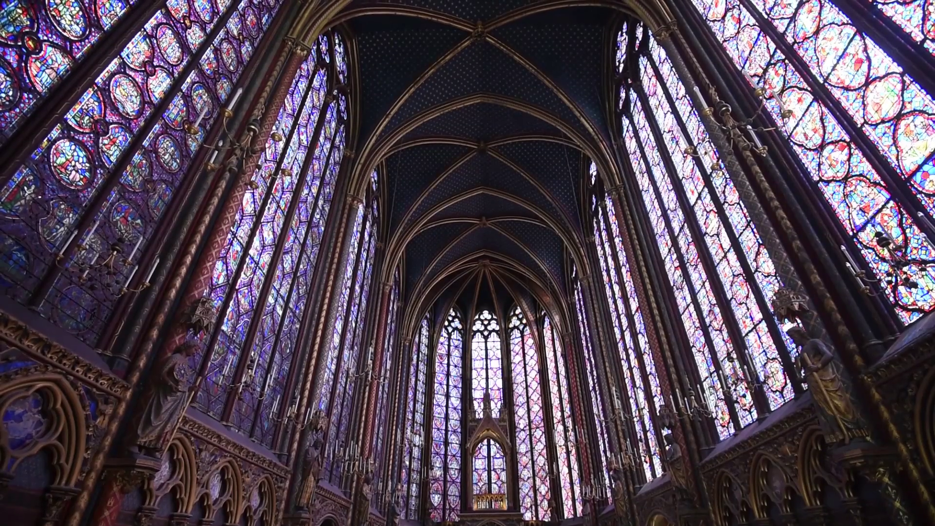 Catholic Church Sainte Chapelle Gothic style with stained glass ...