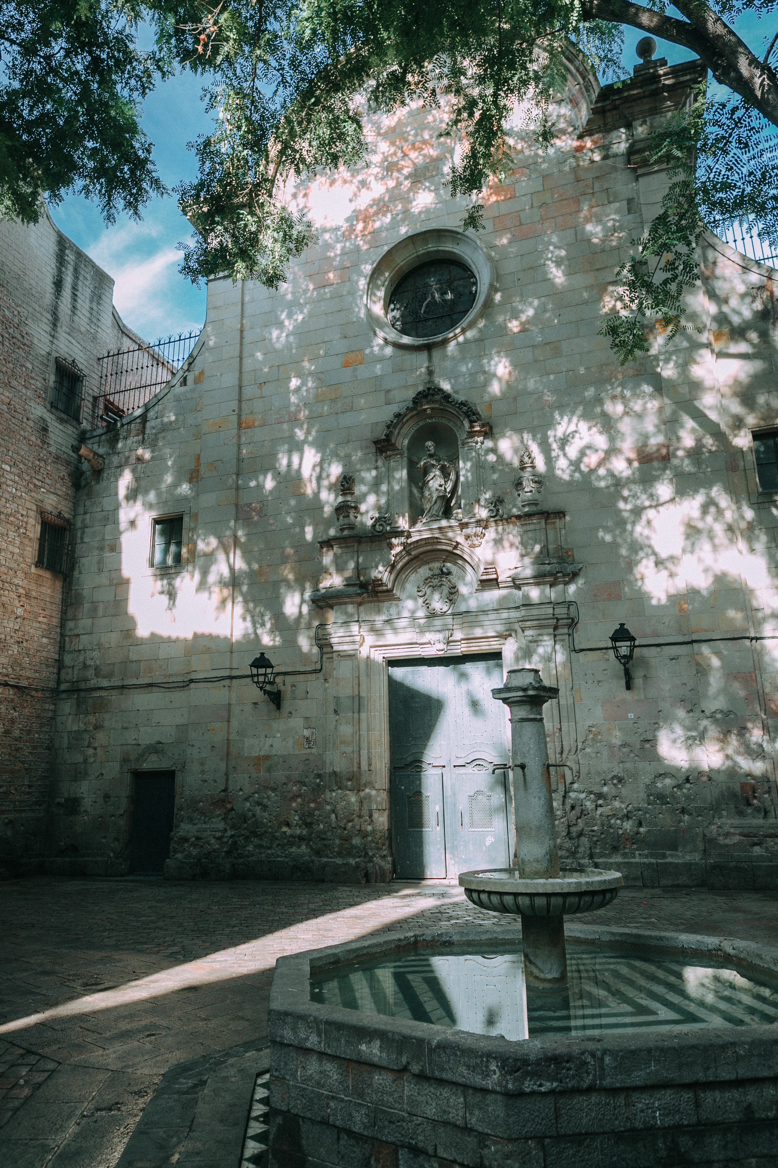 Church with outdoor fountain photo