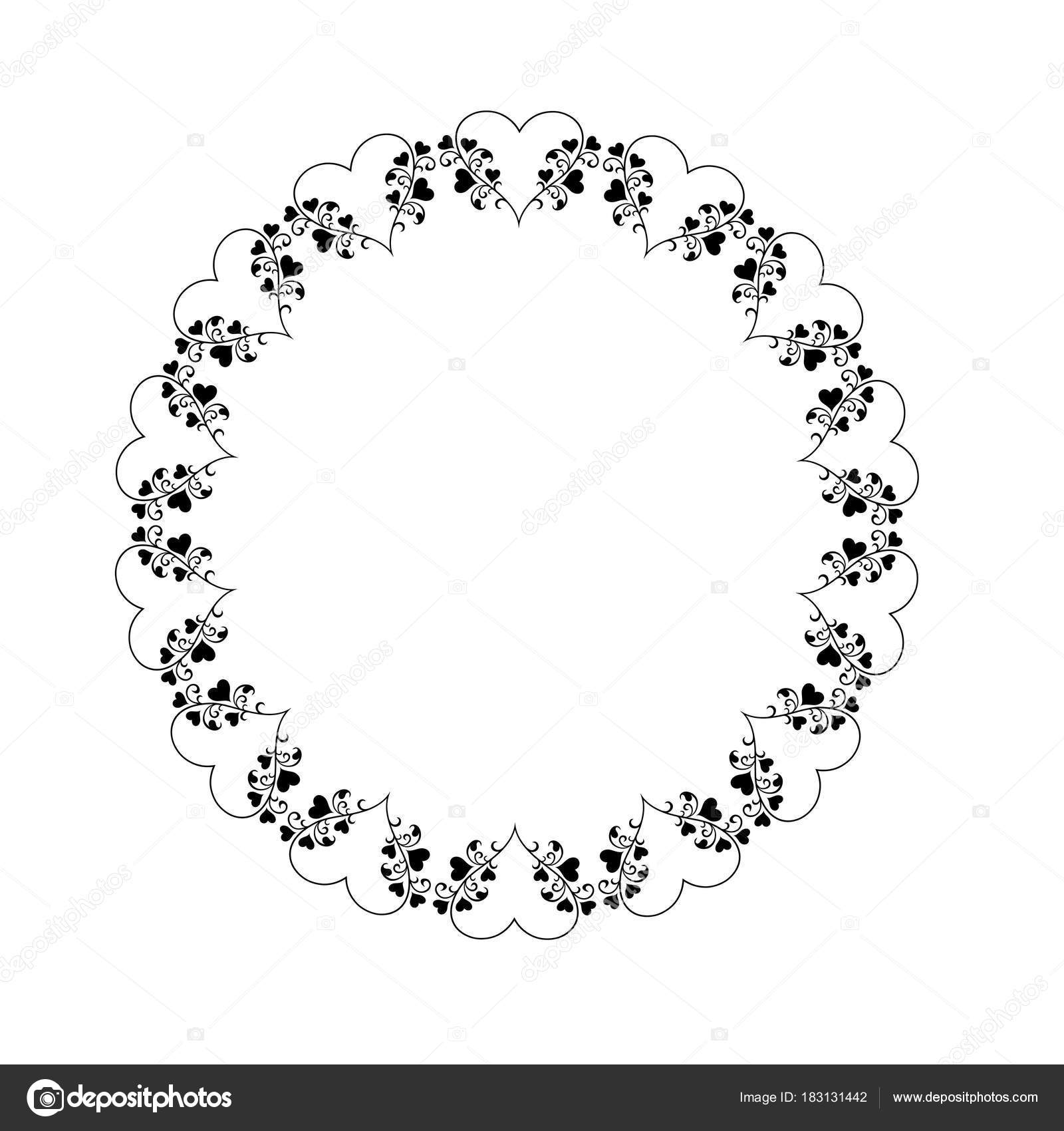Black Heart Vine Circle Frame — Stock Vector © scrapster #183131442