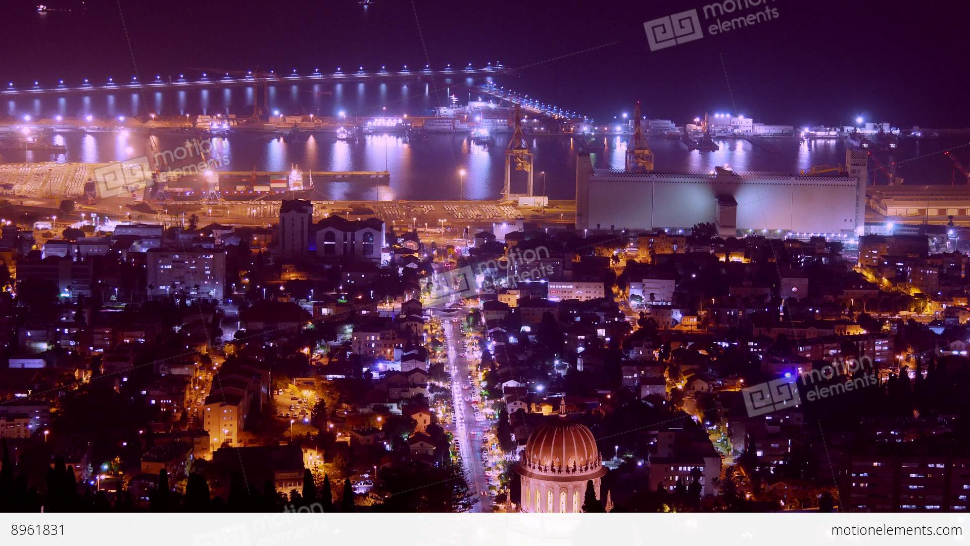 City At Night. Time Lapse. Haifa. Israel Stock video footage | 8961831