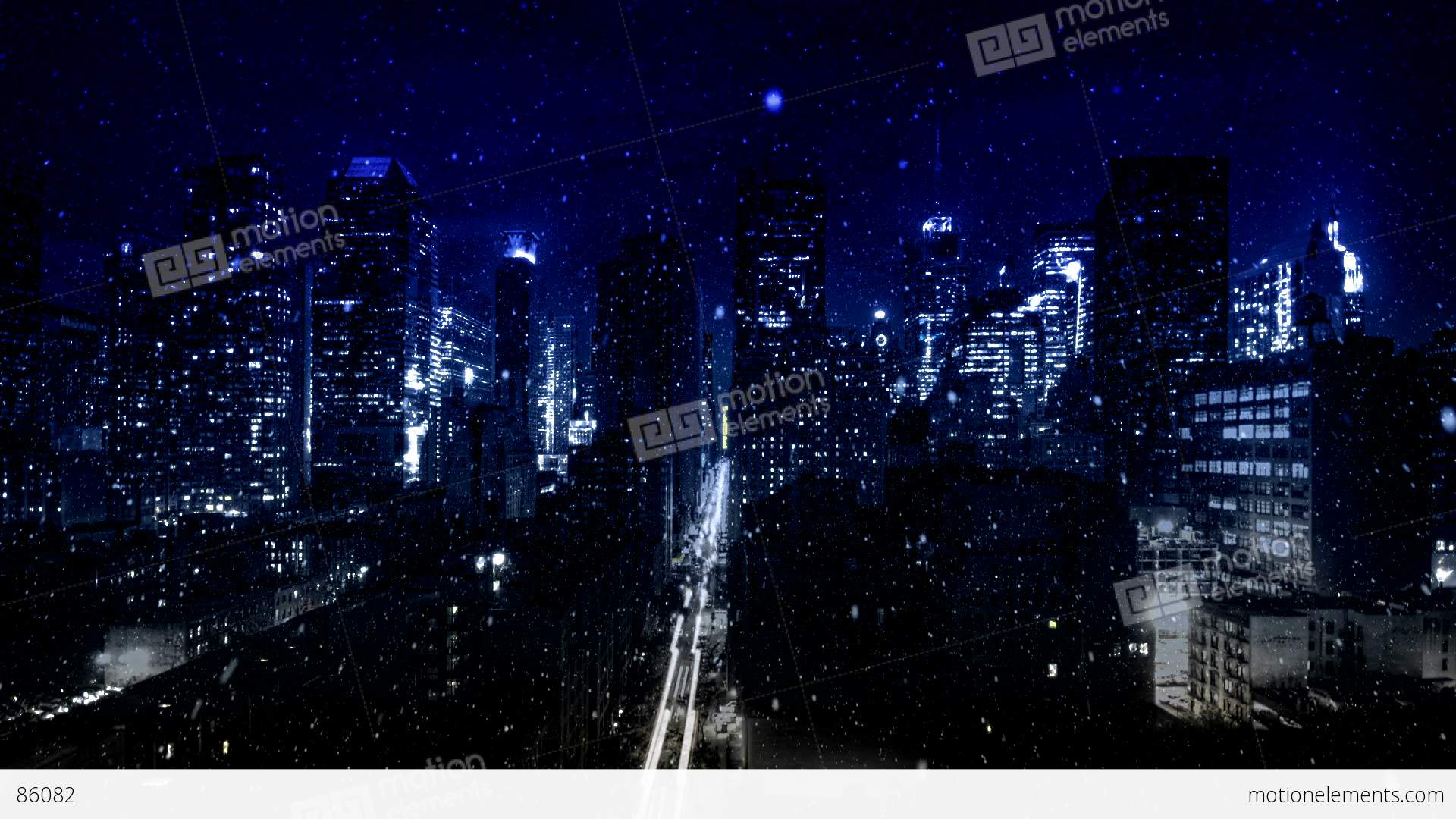 HD Snowy City At Night PJPEG Stock Animation | 86082