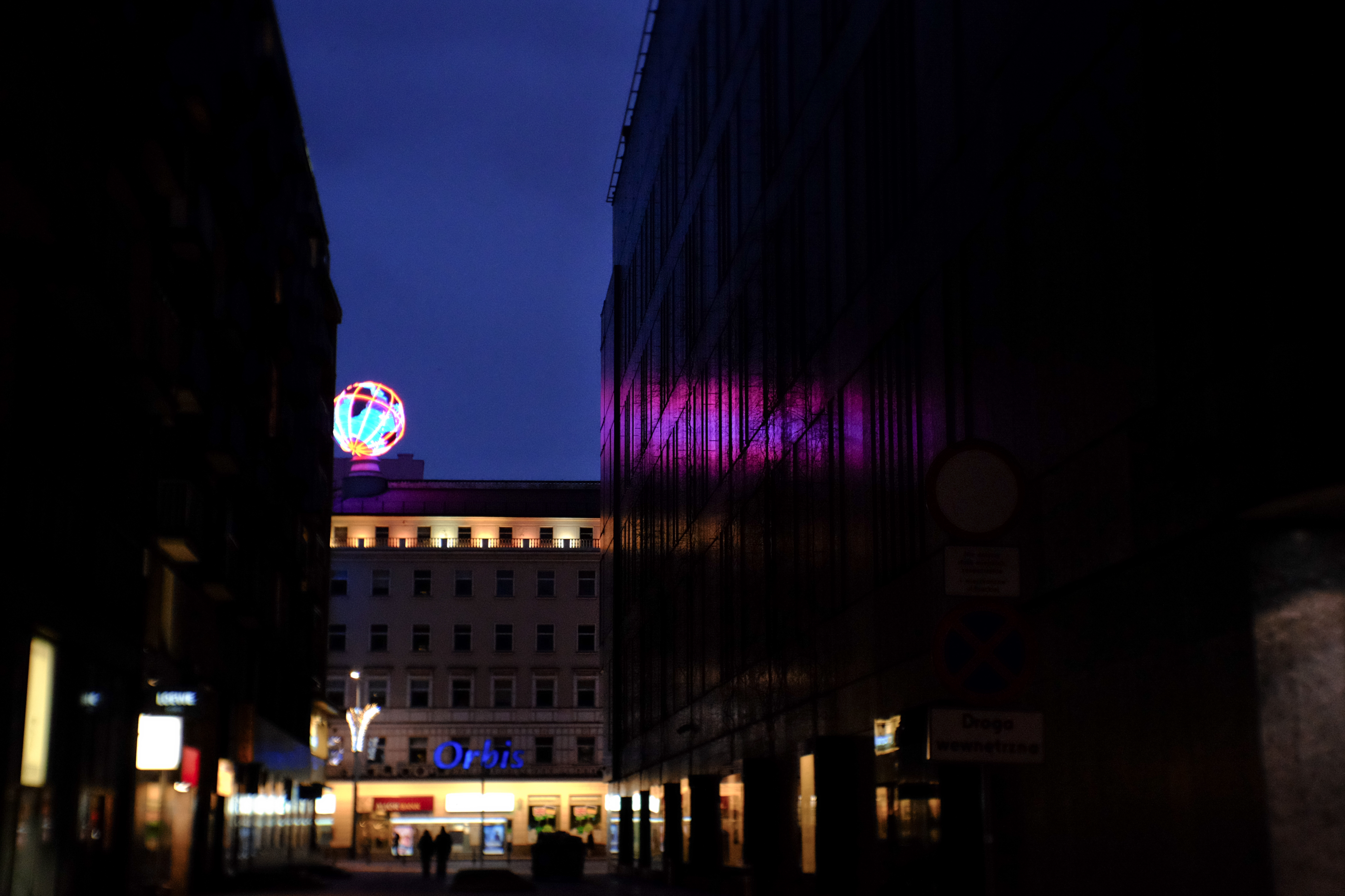 Illuminated led globe in the city at night - freestocks.org - Free ...