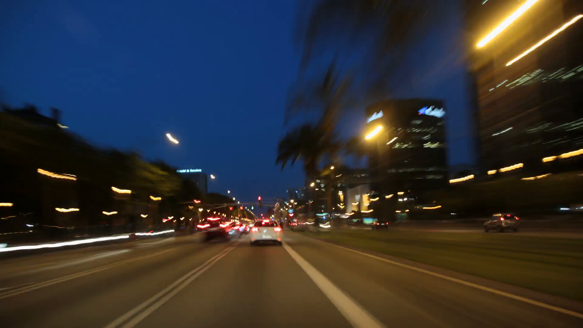 Barcelona Night City Drive Cameracar 03. Time lapse driving to the ...