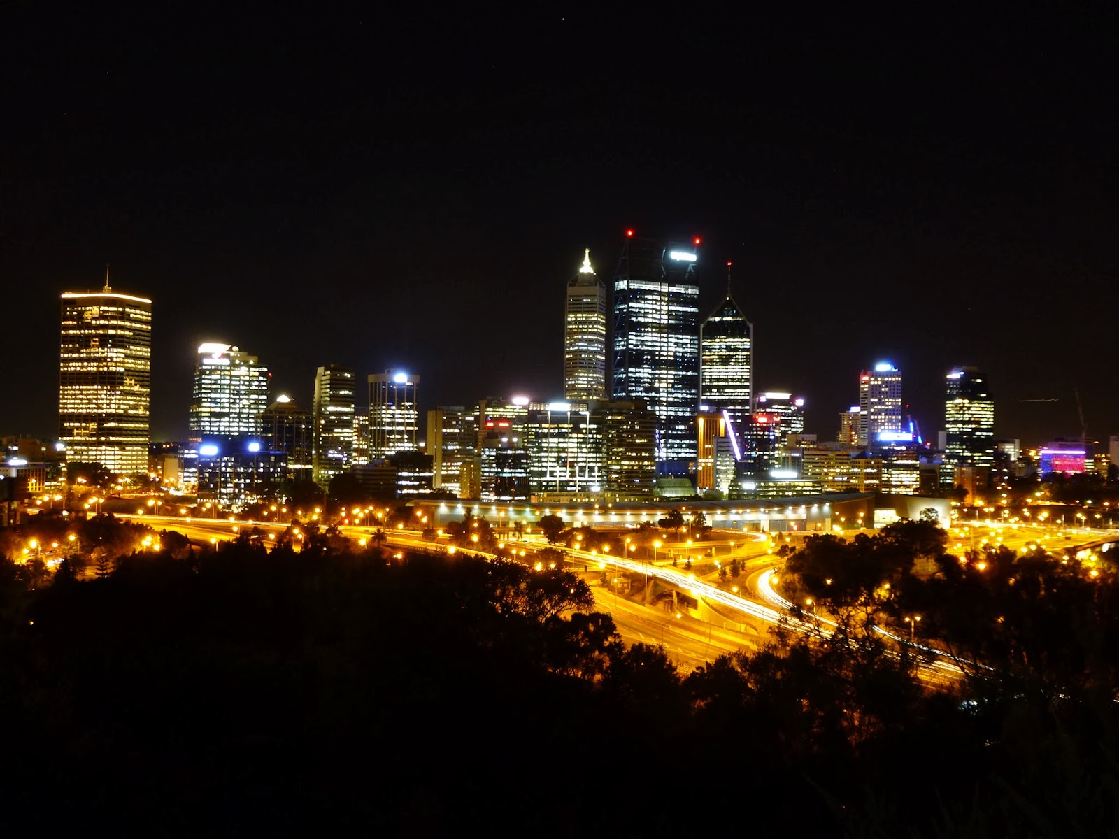 Perth City at night, looking from Kings Park | 'Over the hill' and ...