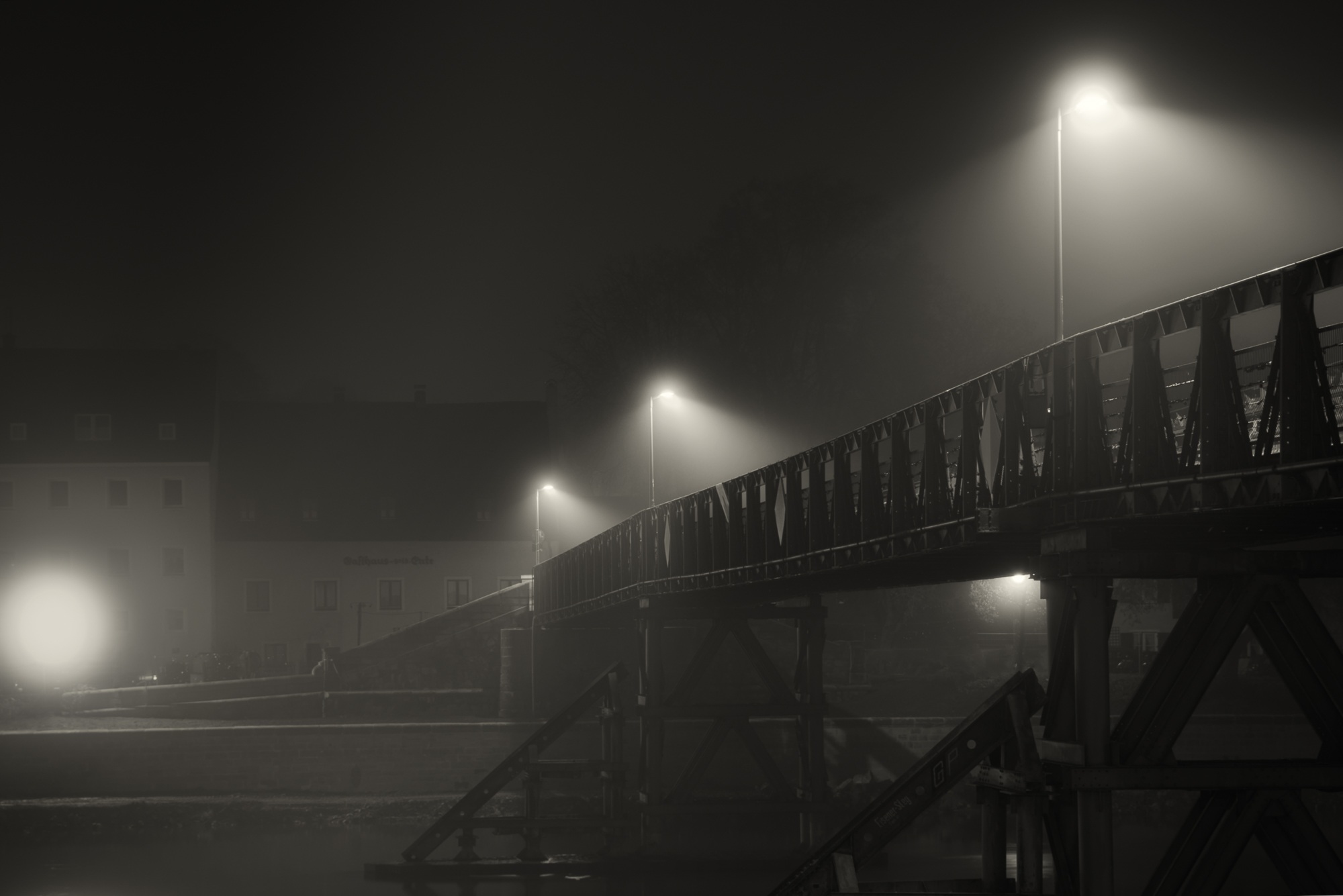 Free Images : cold, winter, black and white, fog, night, city ...