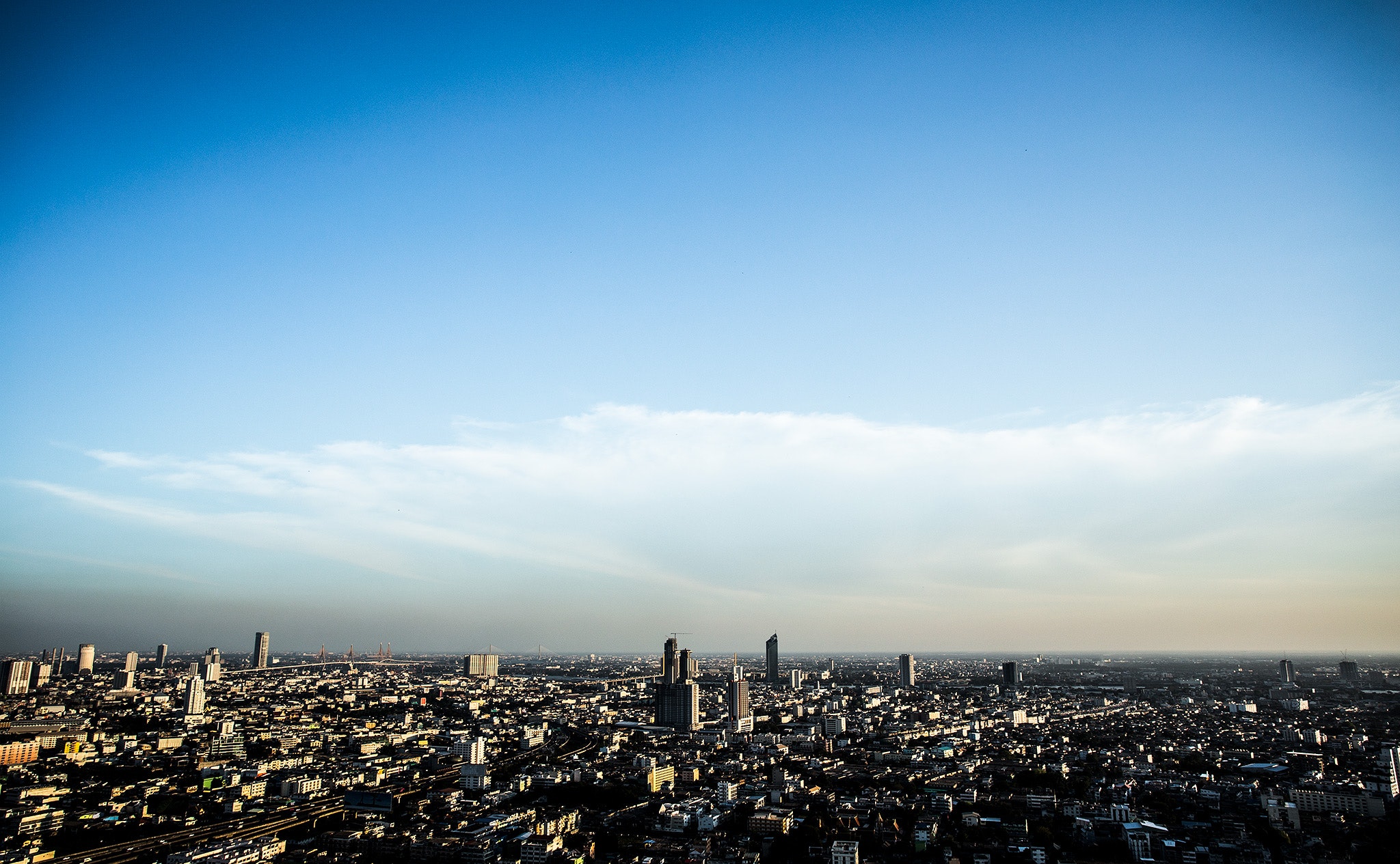 City horizon under clear skies photo