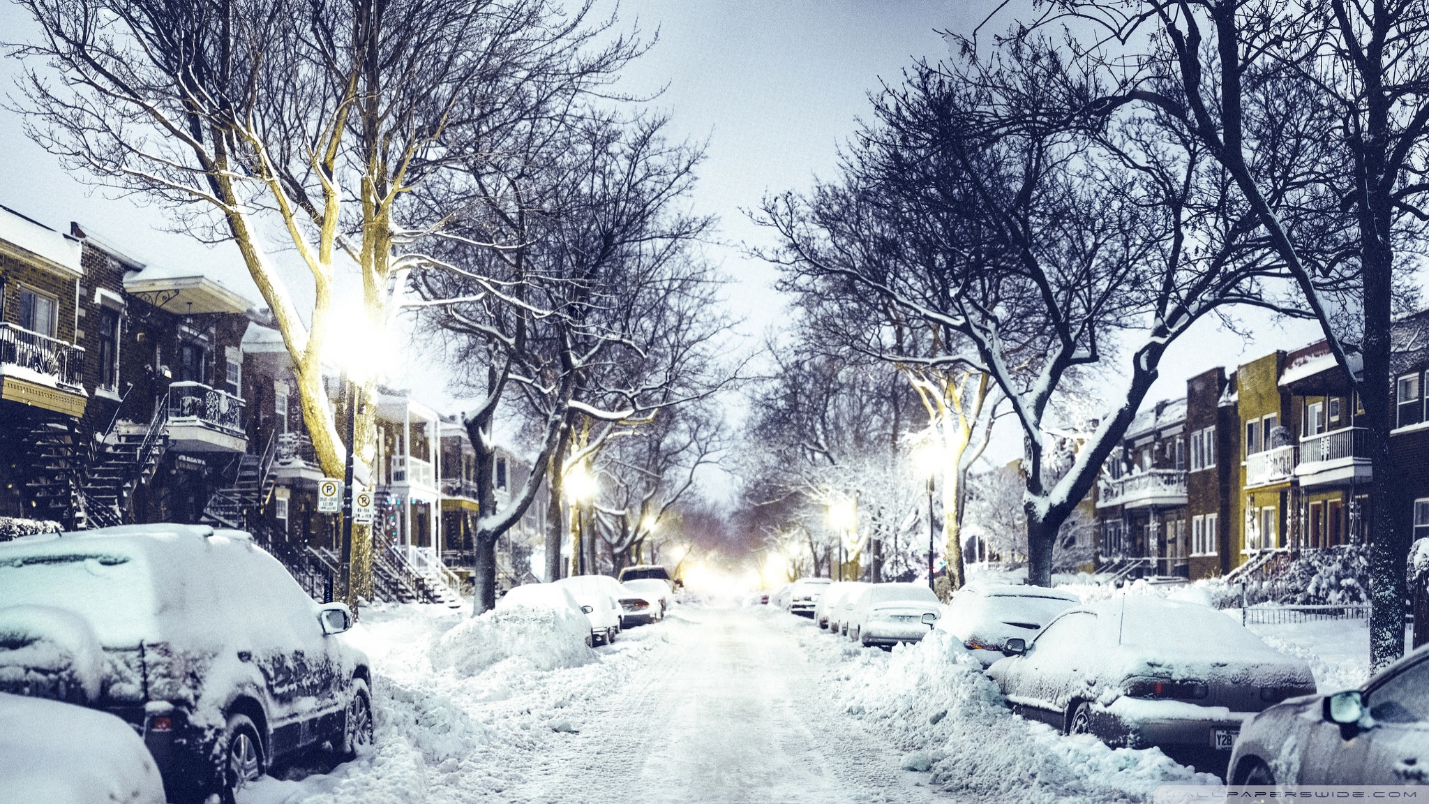 Snowy city streets photo