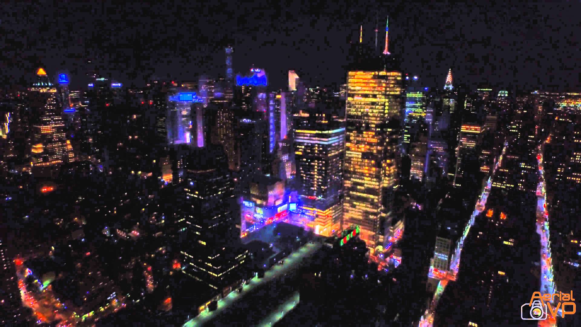 Drone View of New York City Night 4K - YouTube