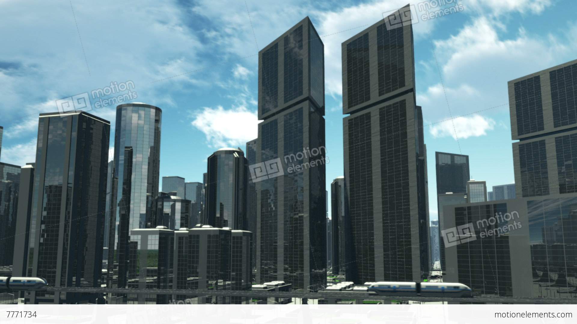 Futuristic City Scene Monorail 2 Stock Animation | 7771734