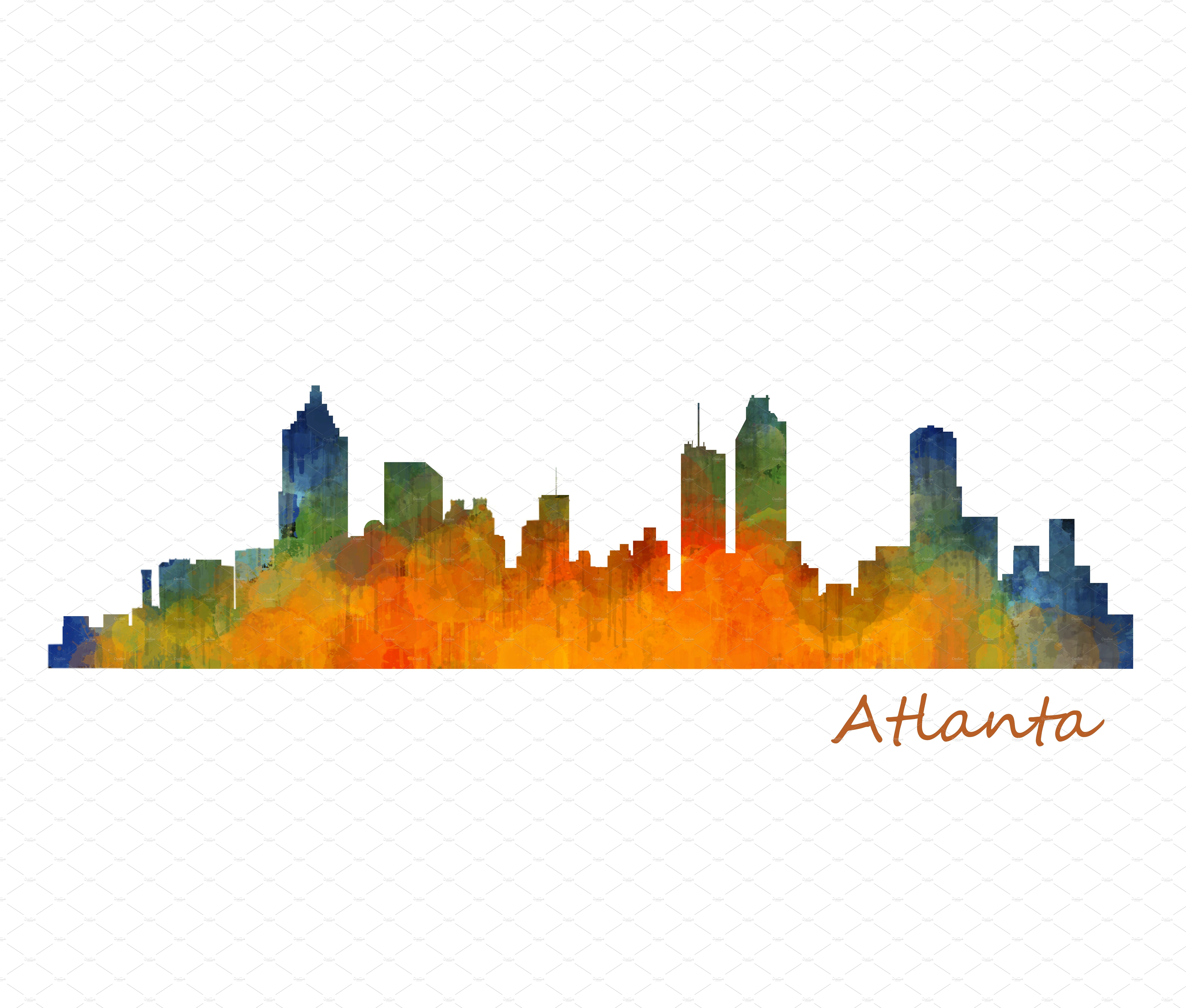 Atlanta City Skyline Hq v1 ~ Illustrations ~ Creative Market