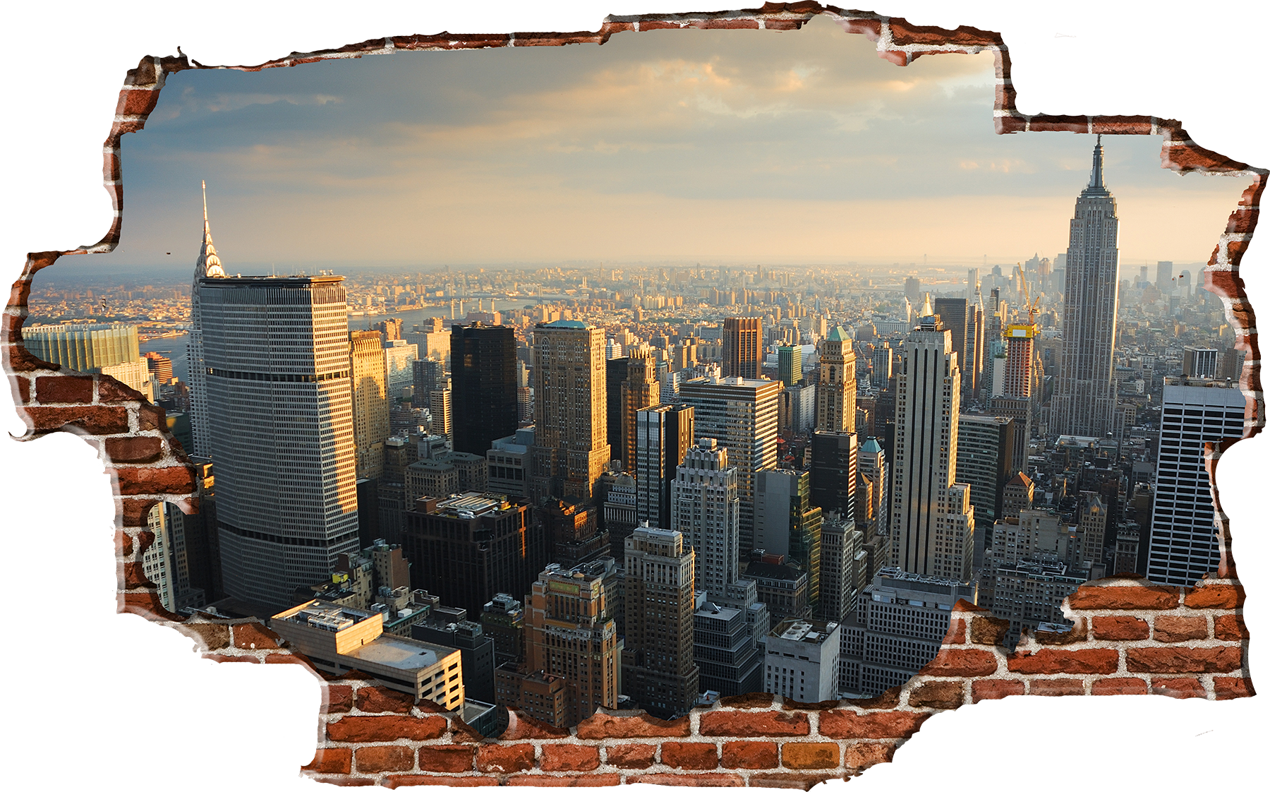 Breaking Wall New York City Skyline - Zapwalls
