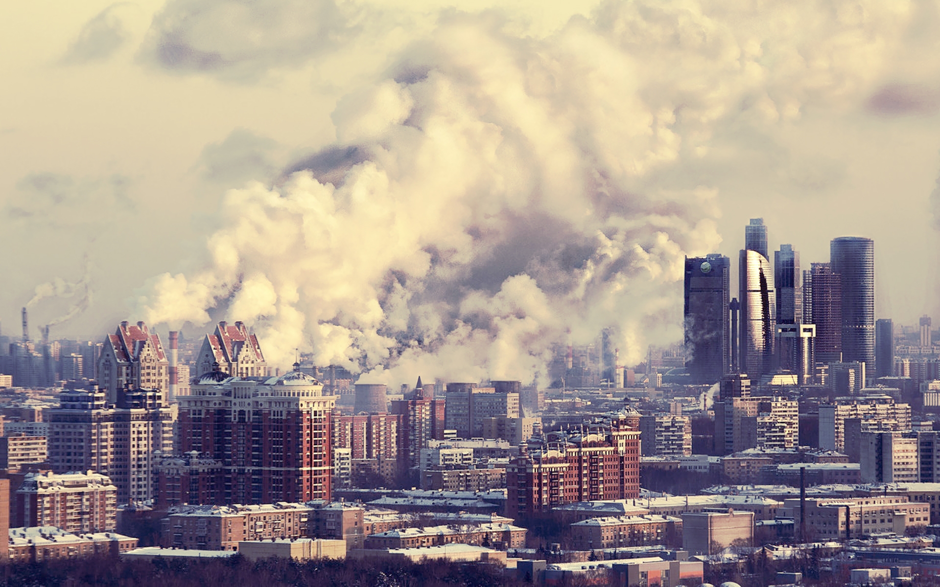 Wallpaper moscow city, smoke, fog, cold, winter, snow » City, nature ...
