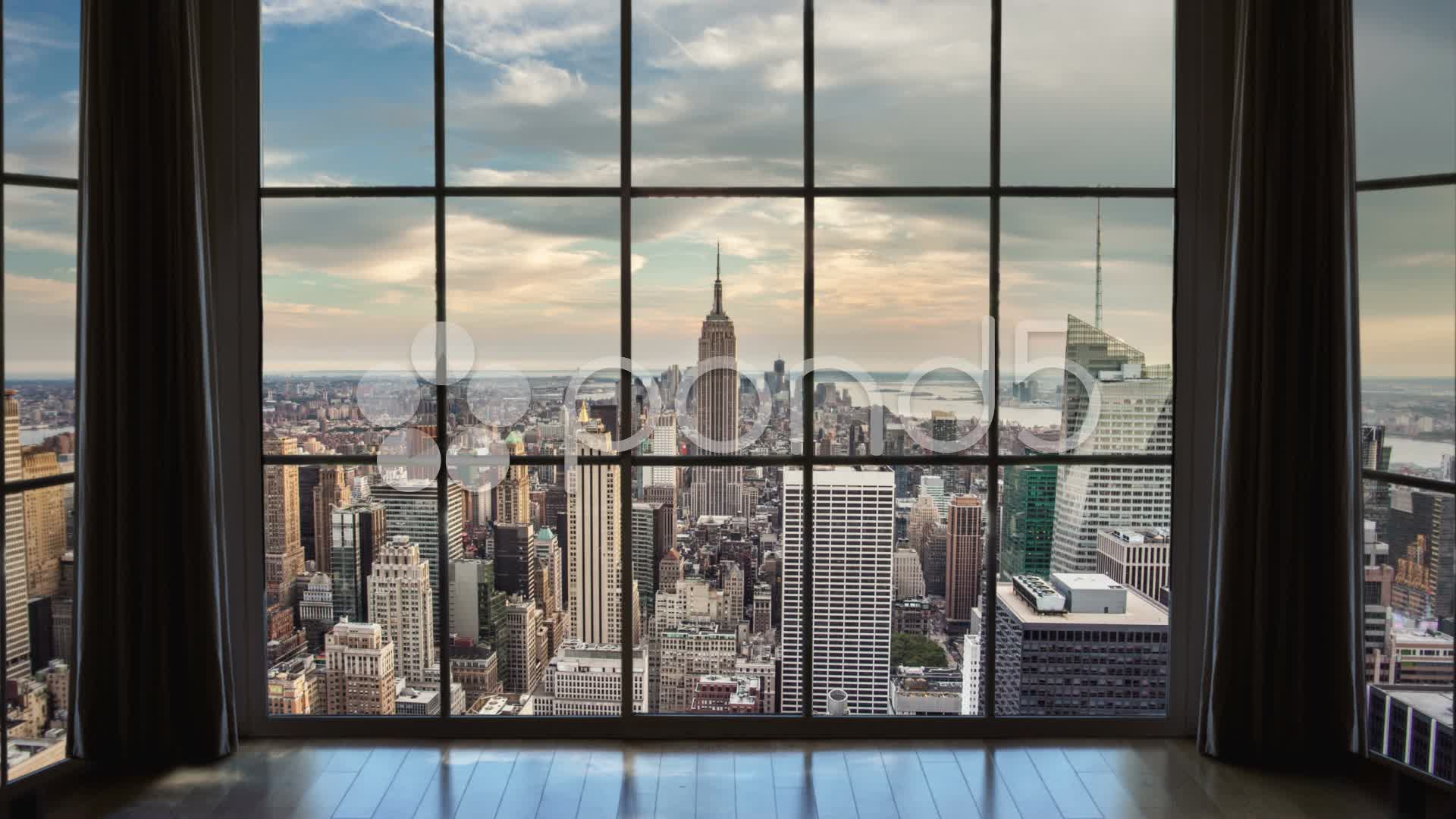 New York City View Window Manhattan Interior Empire State Building ...