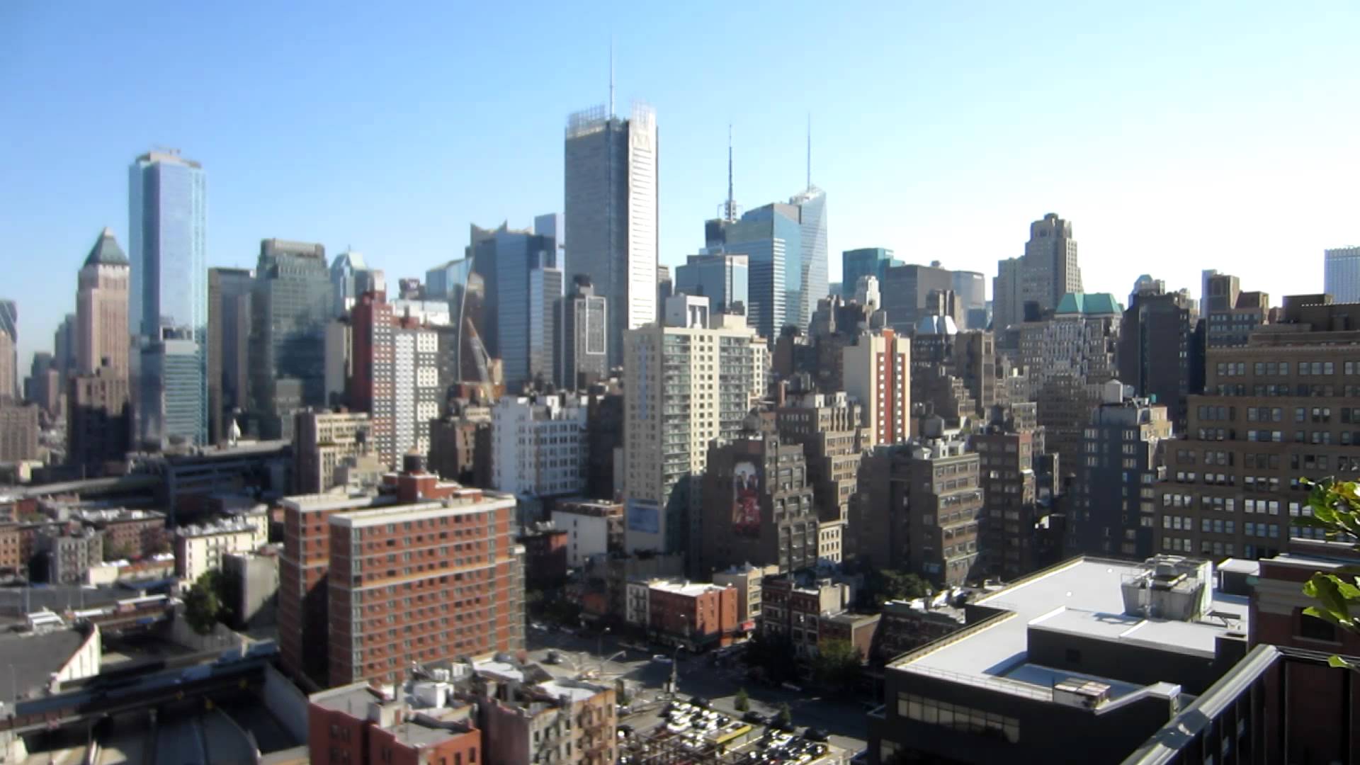 New York City view from building roof top deck - YouTube