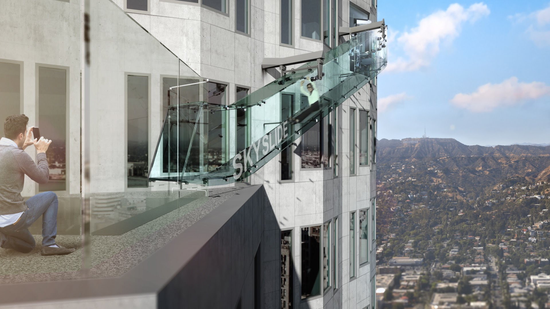 Sky-High Clear Glass Slide Coming To Los Angeles - YouTube