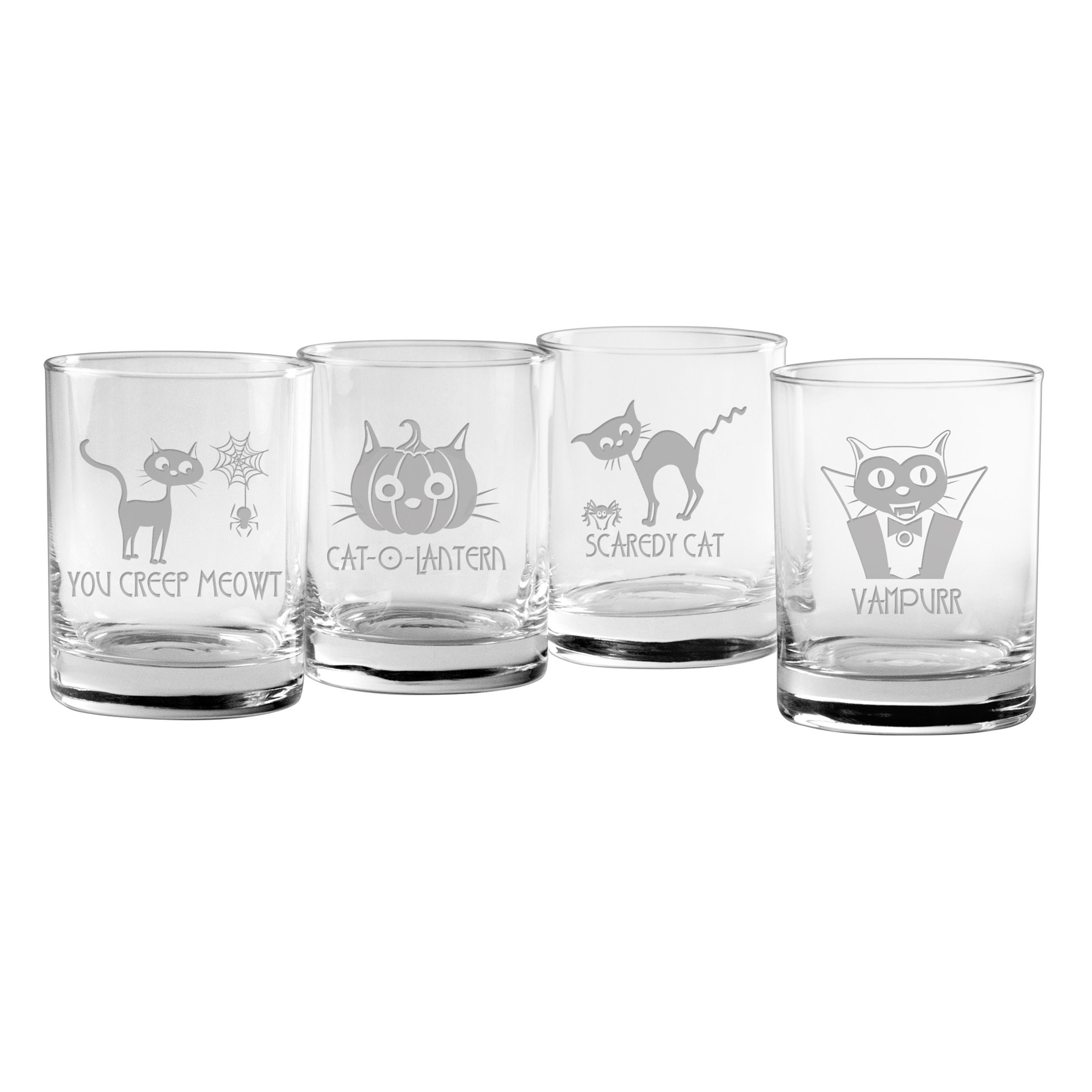 Scaredy Cat Collection Rocks Glass (Set of 4), Clear | Rock, Cat and ...