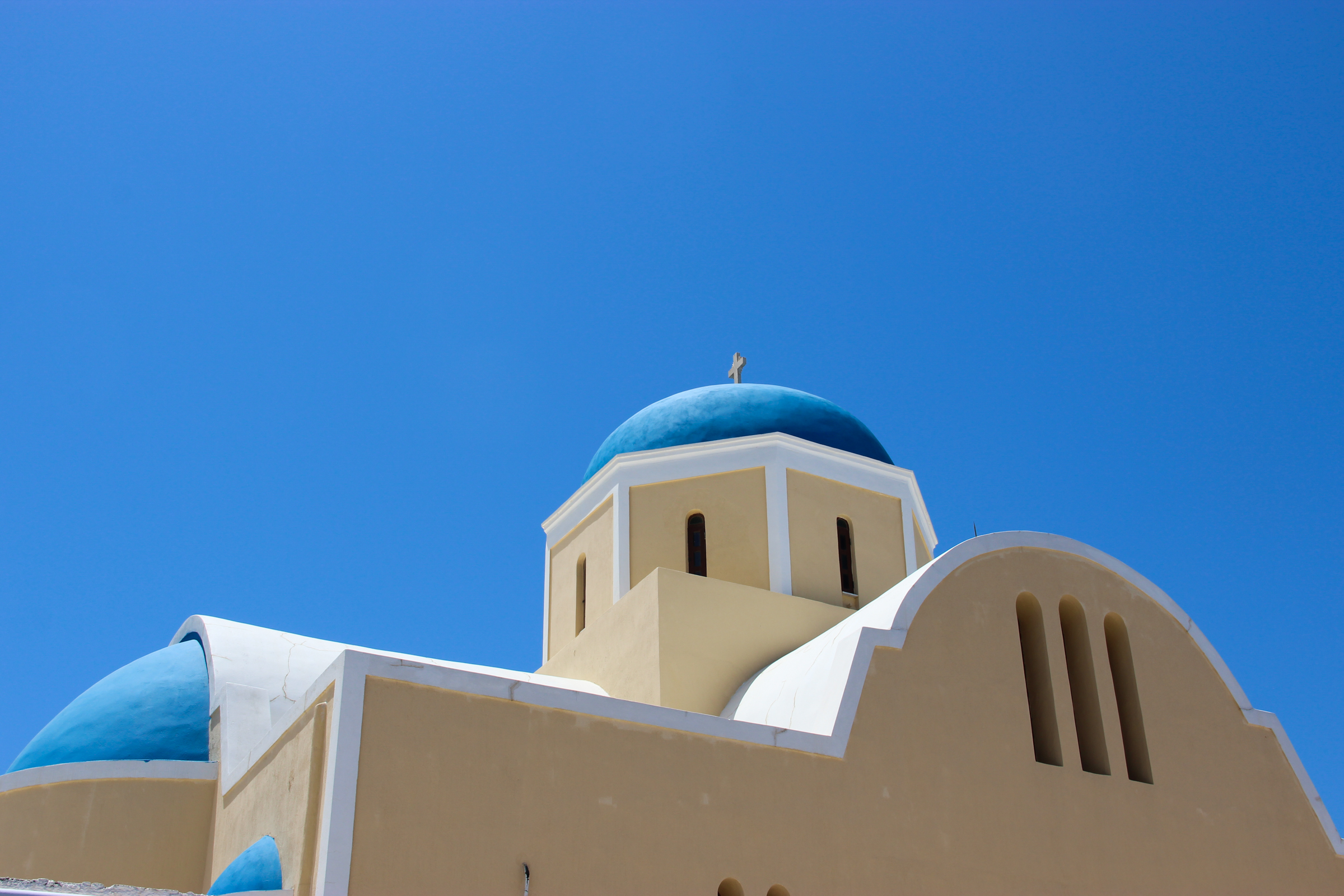 Free Stock Photo of Blue Dome Church Under Clear Sky