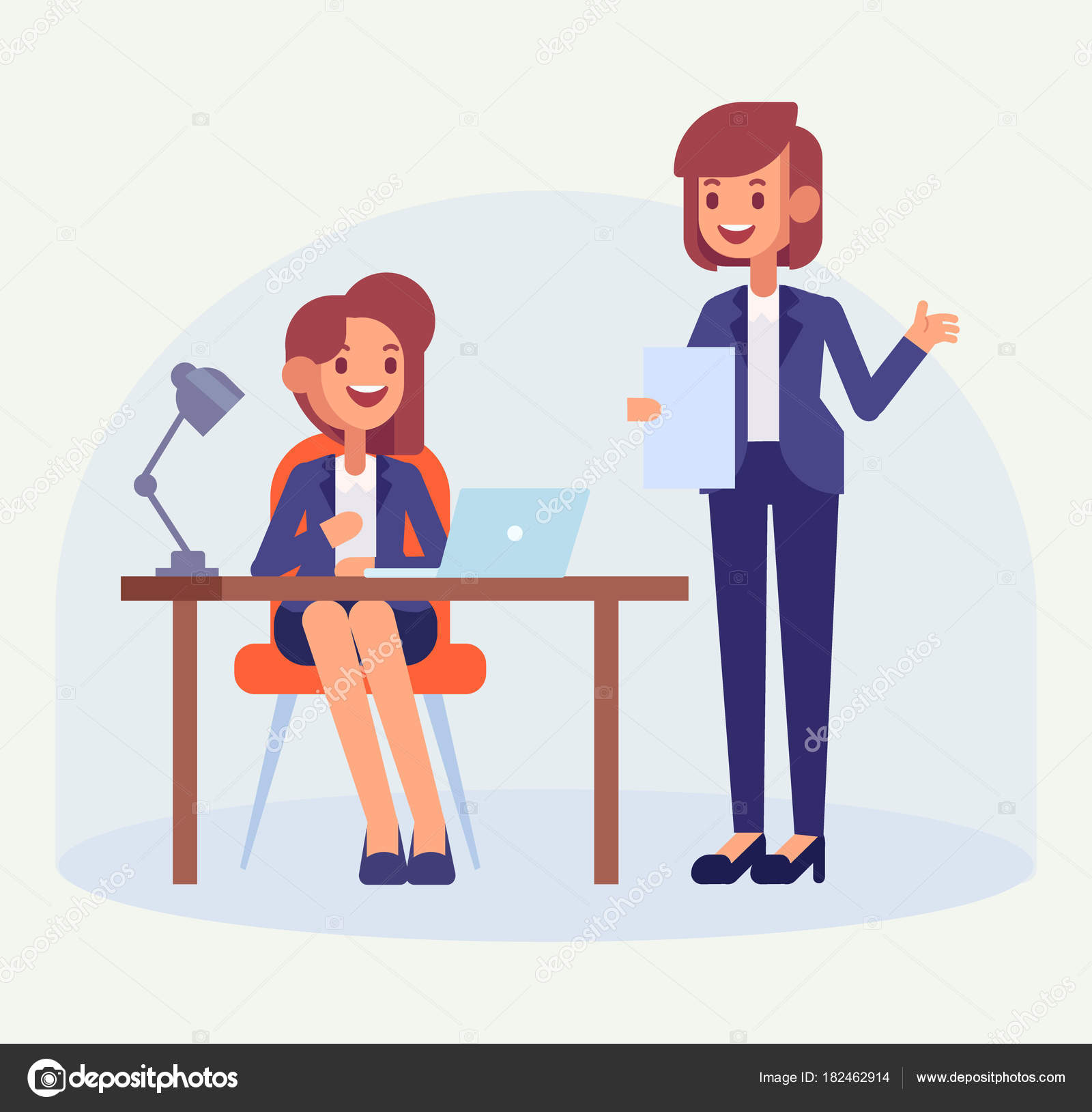 Office Worker Lady Boss Female Office Clerk Working Her Desk — Stock ...