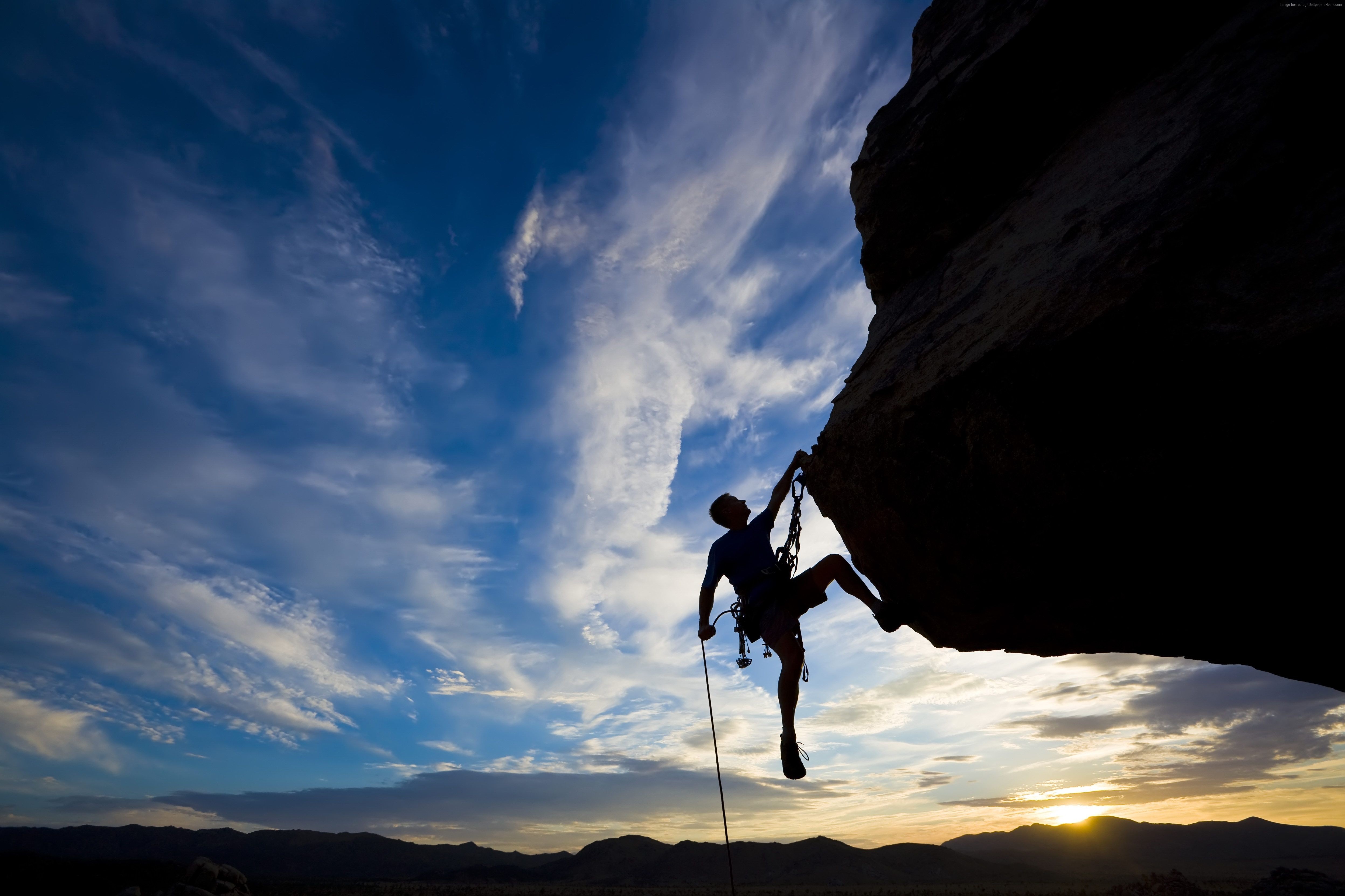 Wallpaper climber, extreme, silhouette, climbing, rock, sunset ...