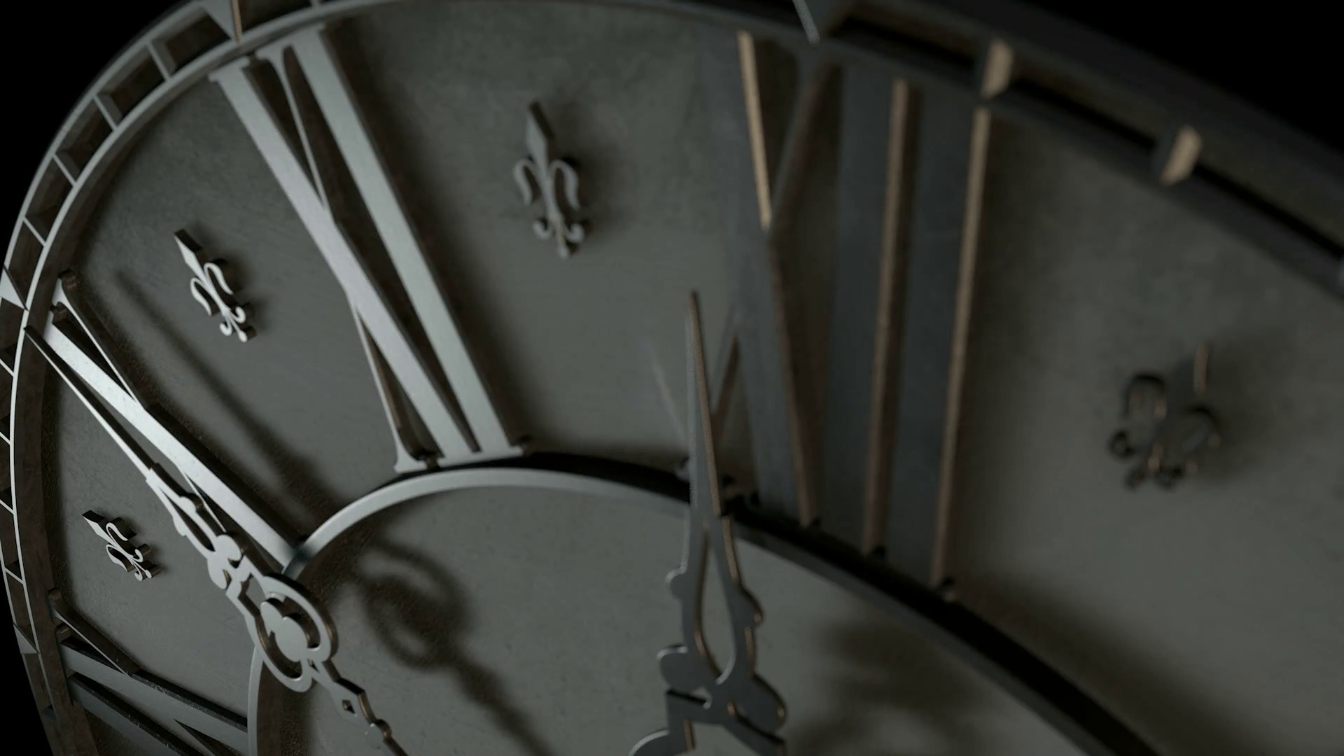 A macro closeup of an antique clock in a time lapse counting down ...
