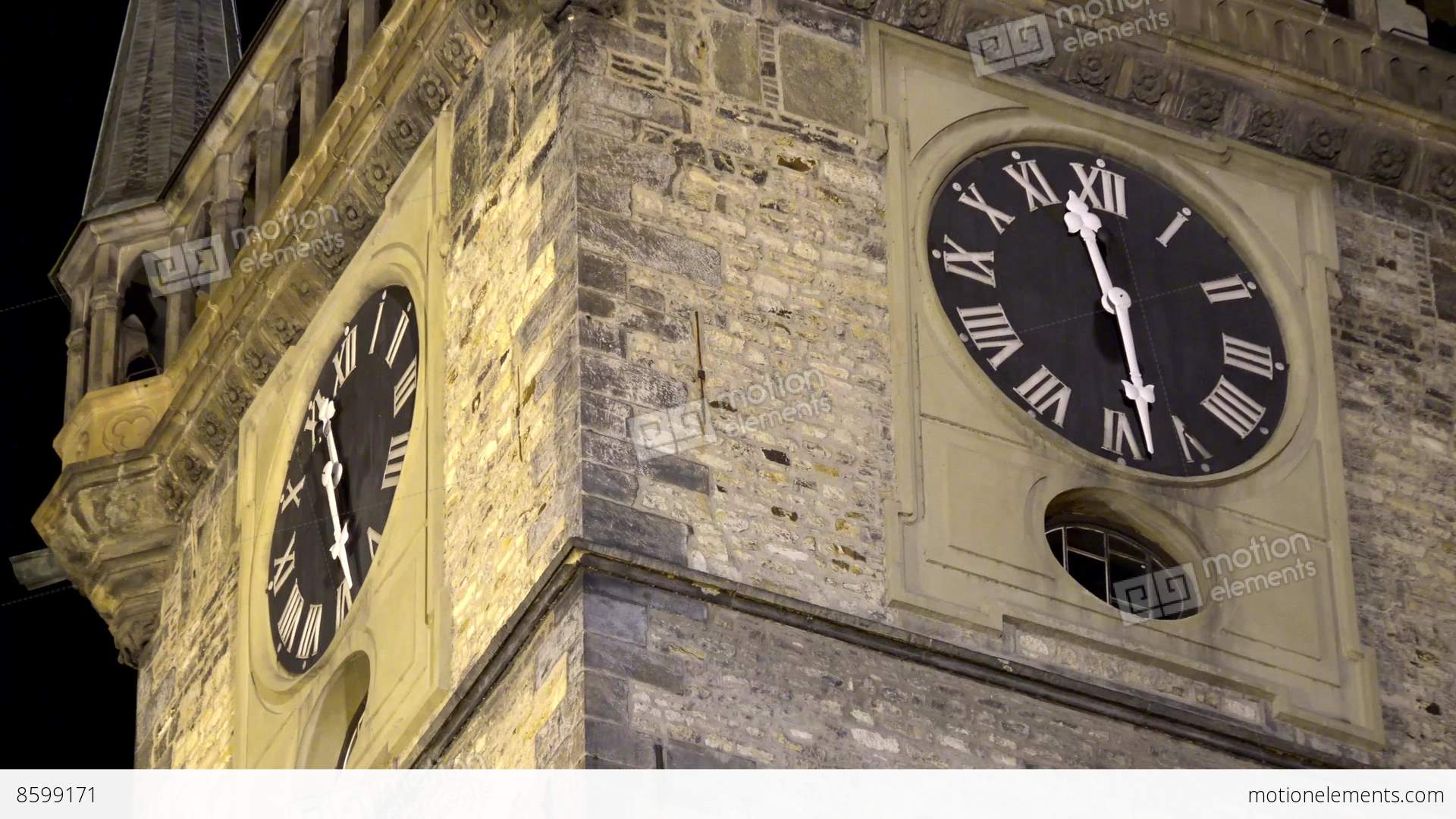 The Old Town Hall - Night - Clock Closeup (detail) Stock video ...