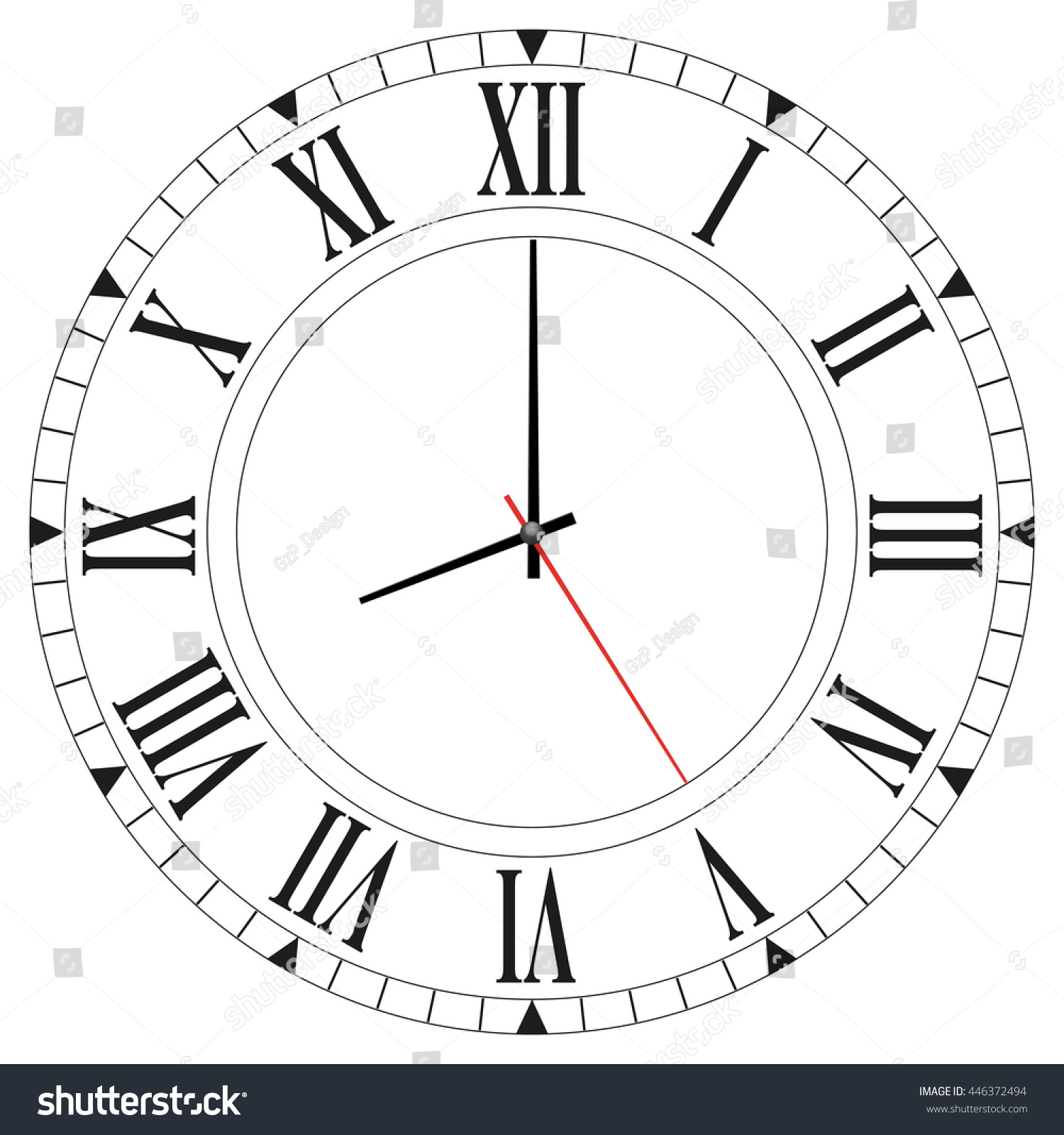 Vintage Clock Face On White Background Stock Vector 446372494 ...