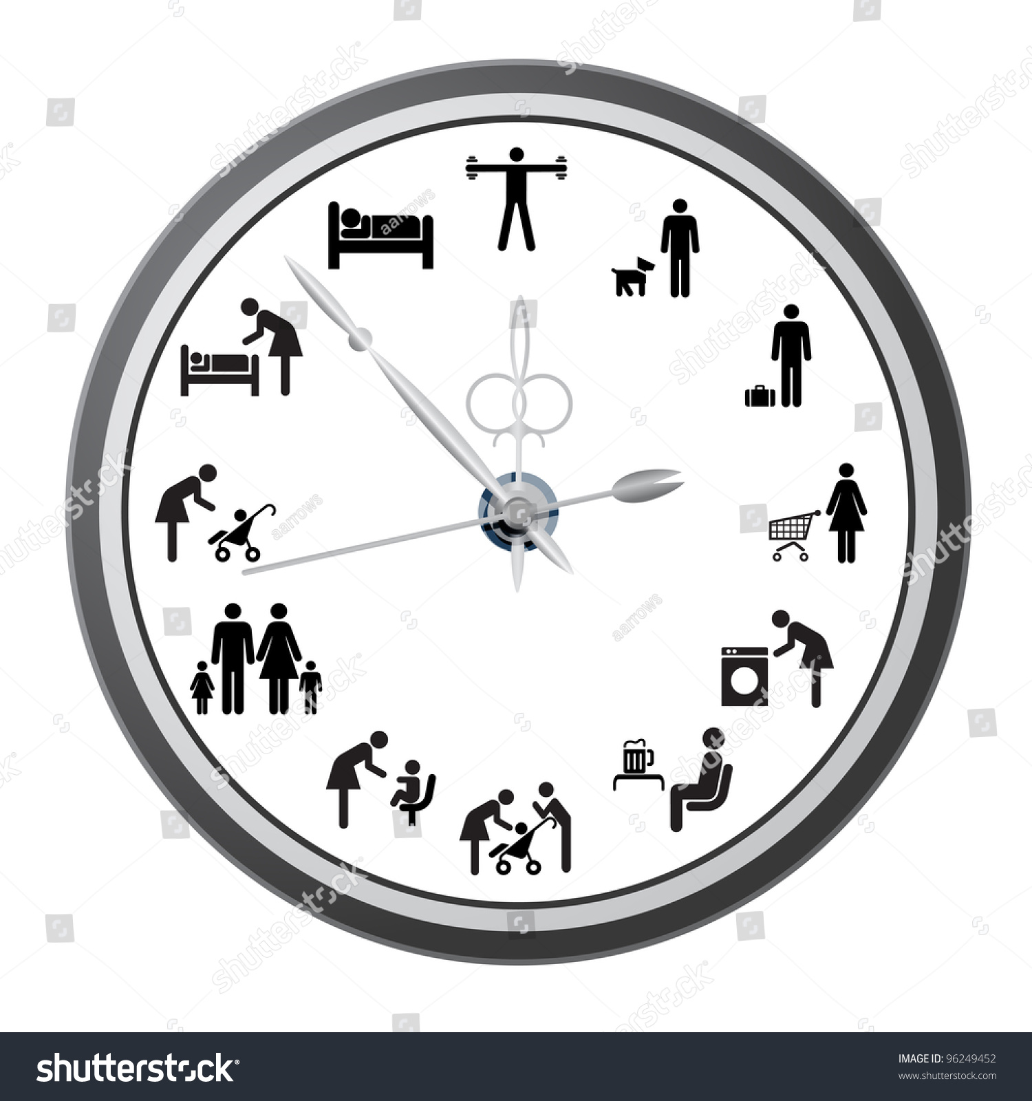 Clock Icons People Concept Working Day Stock Photo (Photo, Vector ...