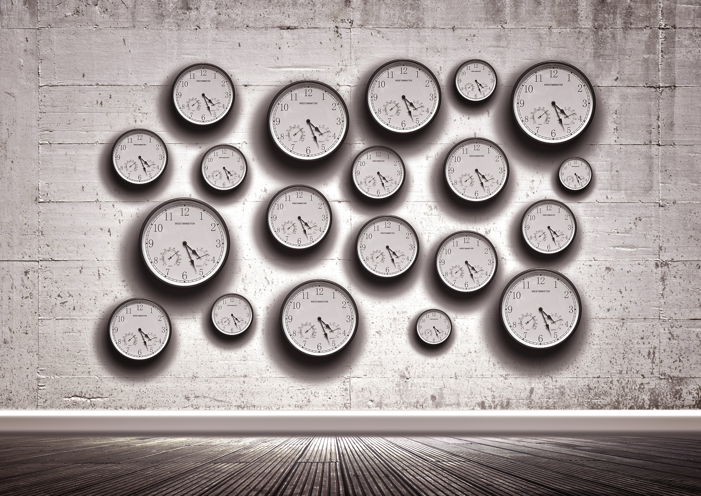 Clocks in the wall - Time concept, 3d, Run, Royal, Row, HQ Photo