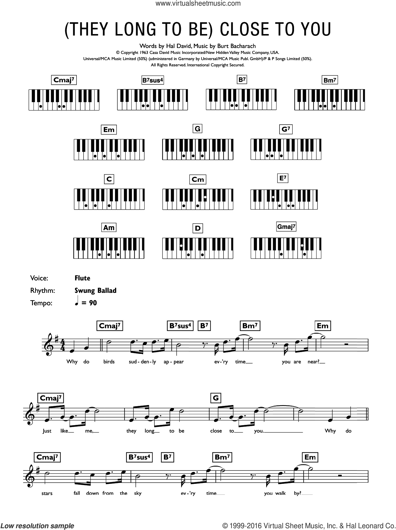 Carpenters - Close To You (They Long To Be) sheet music for piano ...